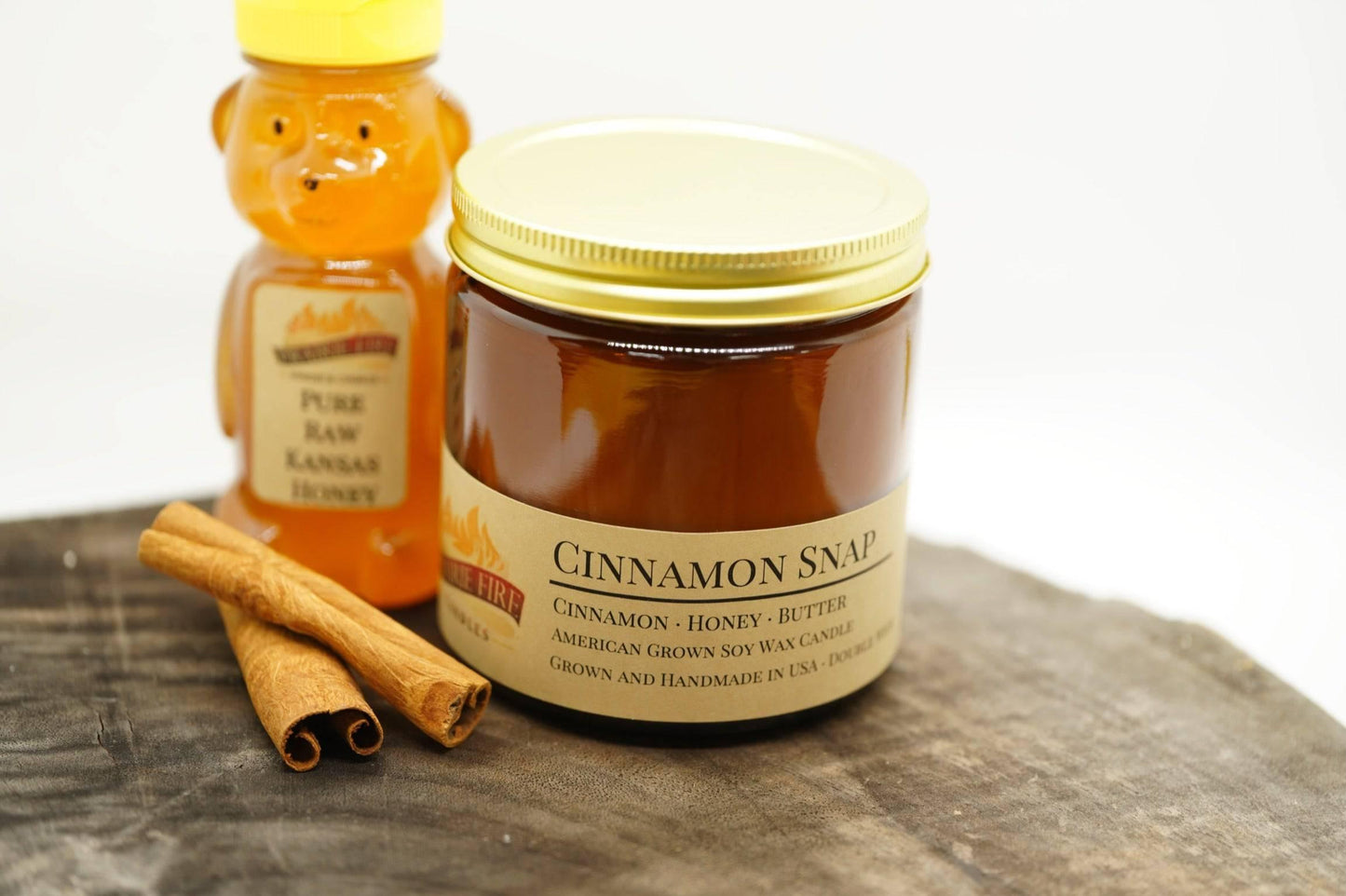 Cinnamon Snap Soy Wax Candle | 16 oz Double Wick Amber Apothecary Jar-3