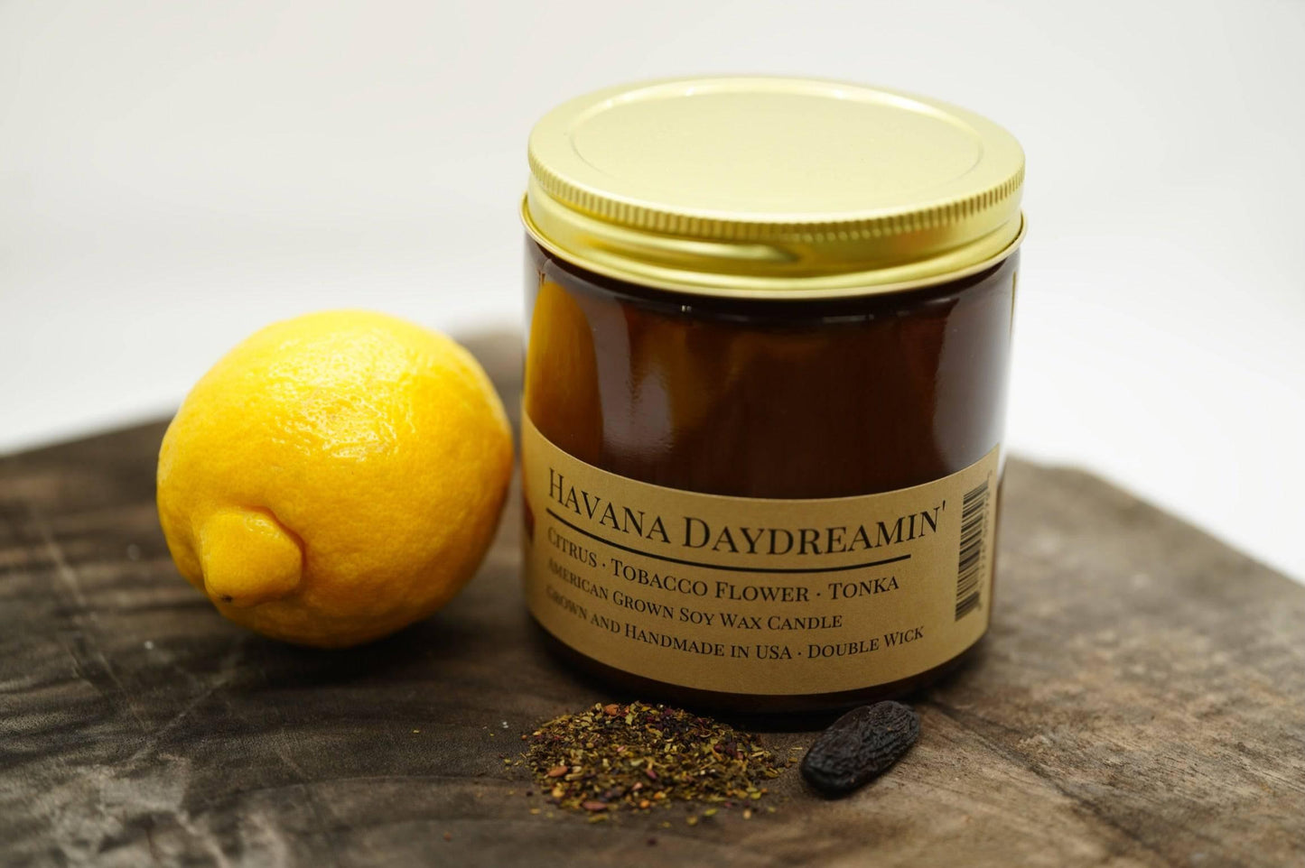 Havana Daydreamin' Soy Wax Candle | 16 oz Double Wick Amber Apothecary Jar-3