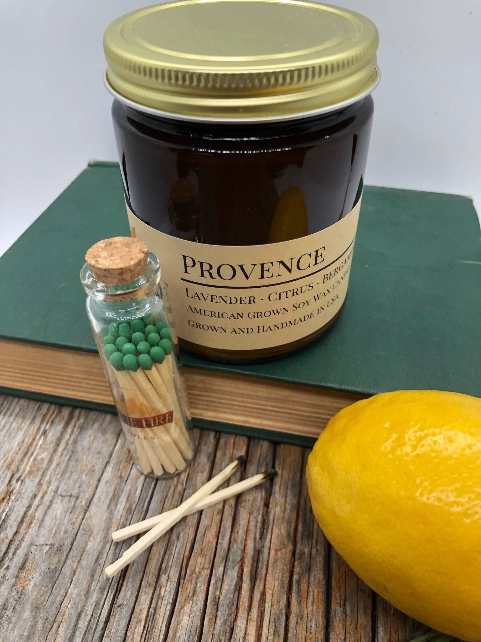 Provence (Lavender) Soy Wax Candle | 9 oz Amber Apothecary Jar-1