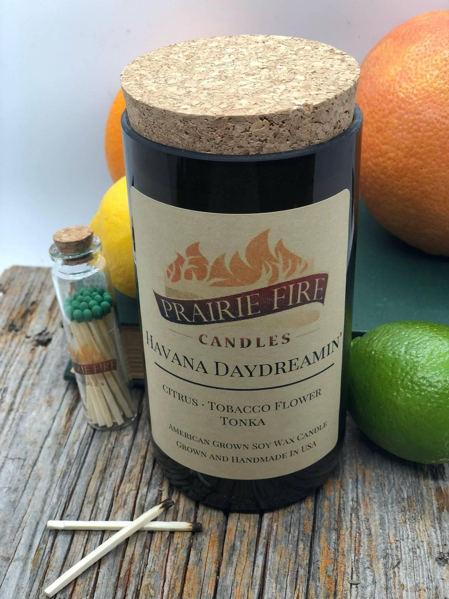 Havana Daydreamin' Soy Wax Candle | Repurposed Wine Bottle Candle Natural Cork | Handmade in USA Candle | Eco-Friendly Candle | Non-Toxic Soy Candle-0