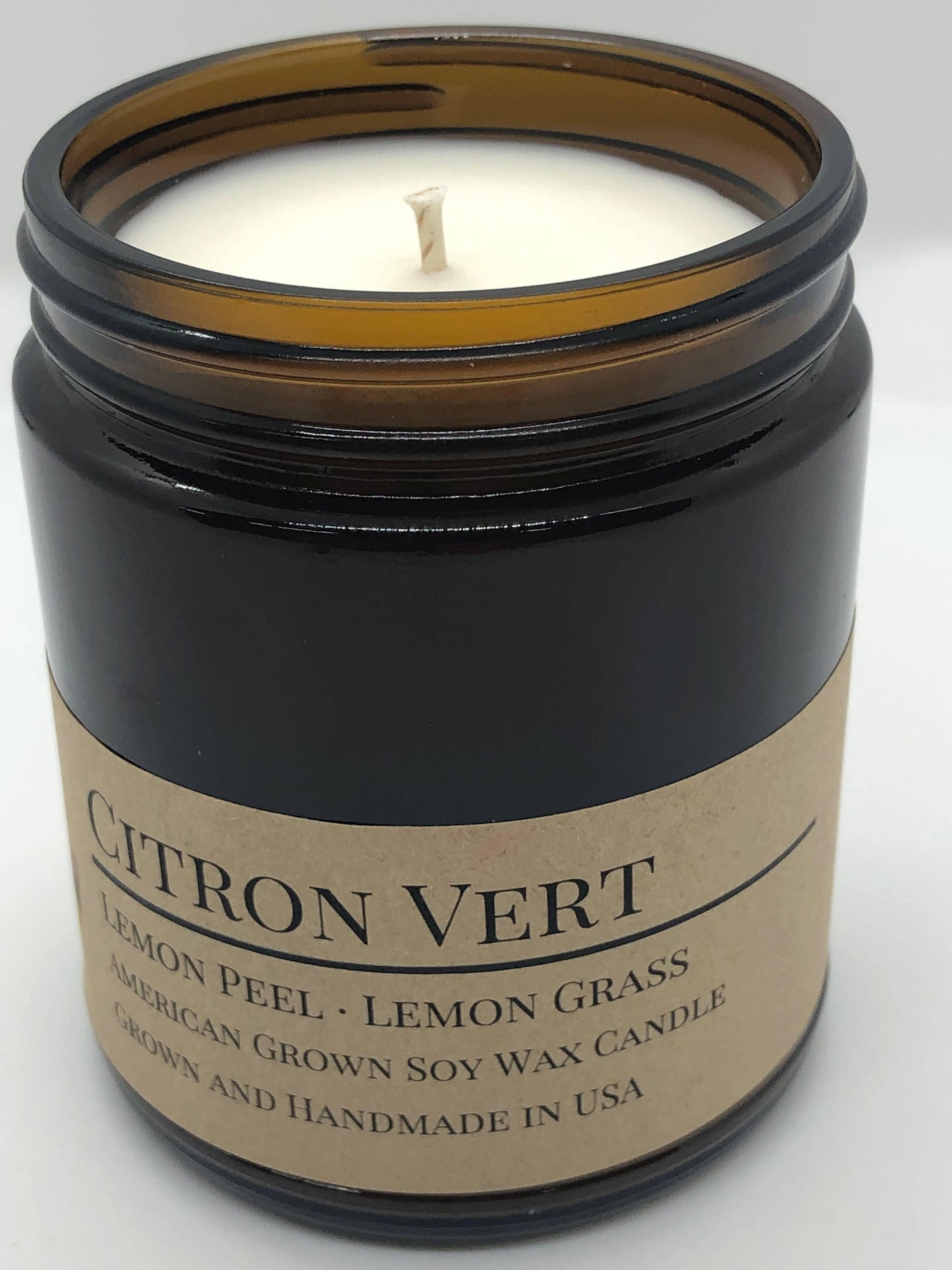 Citron Vert Soy Wax Candle | 9 oz Amber Apothecary Jar-2