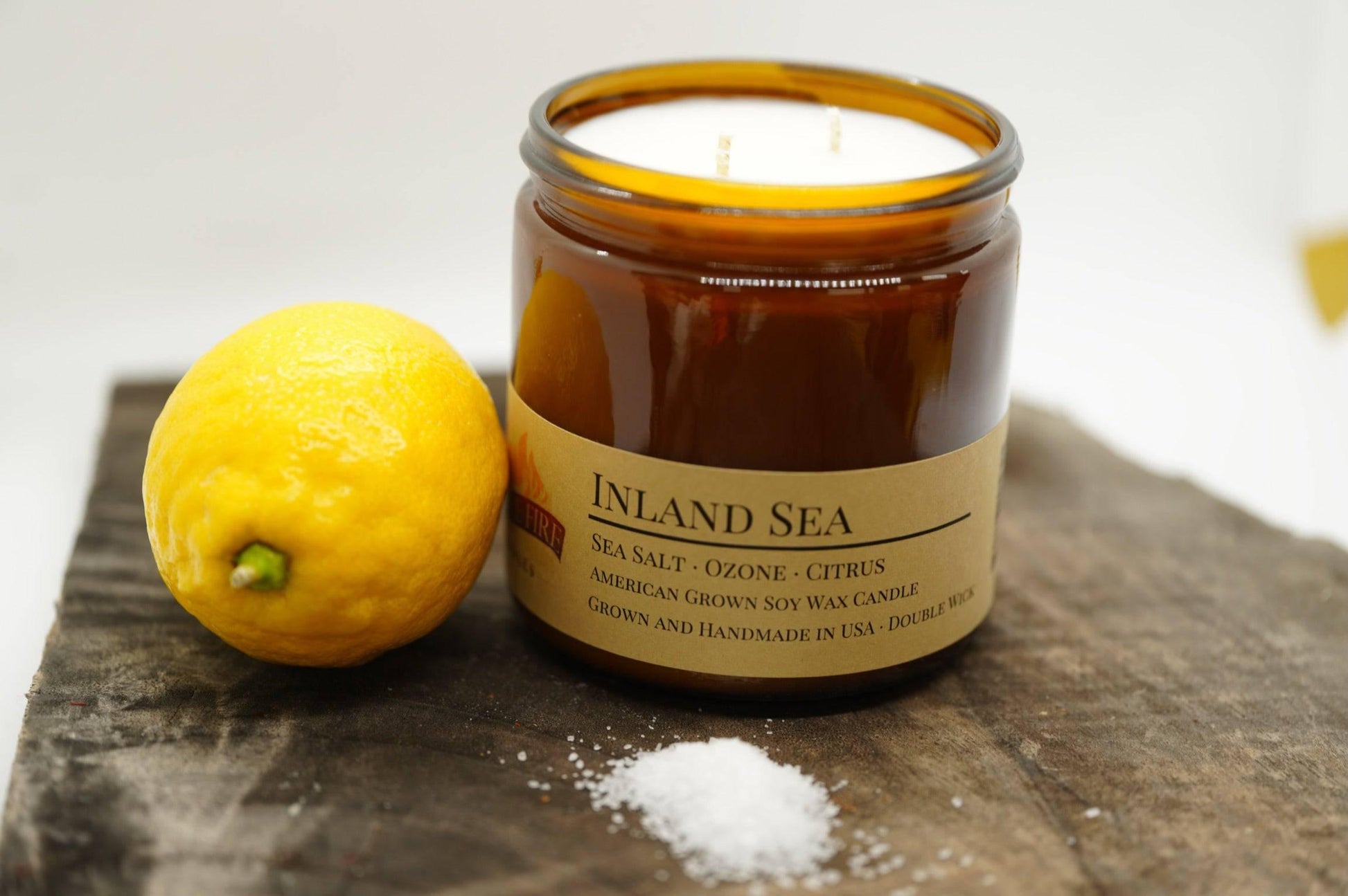 Inland Sea Soy Wax Candle | 16 oz Double Wick Amber Apothecary Jar-2