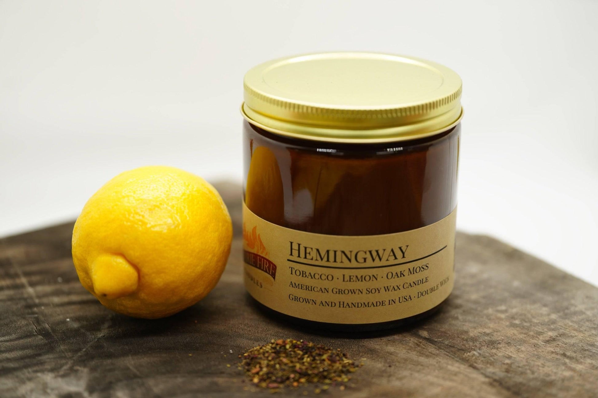 Hemingway Soy Wax Candle | 16 oz Double Wick Amber Apothecary Jar-1