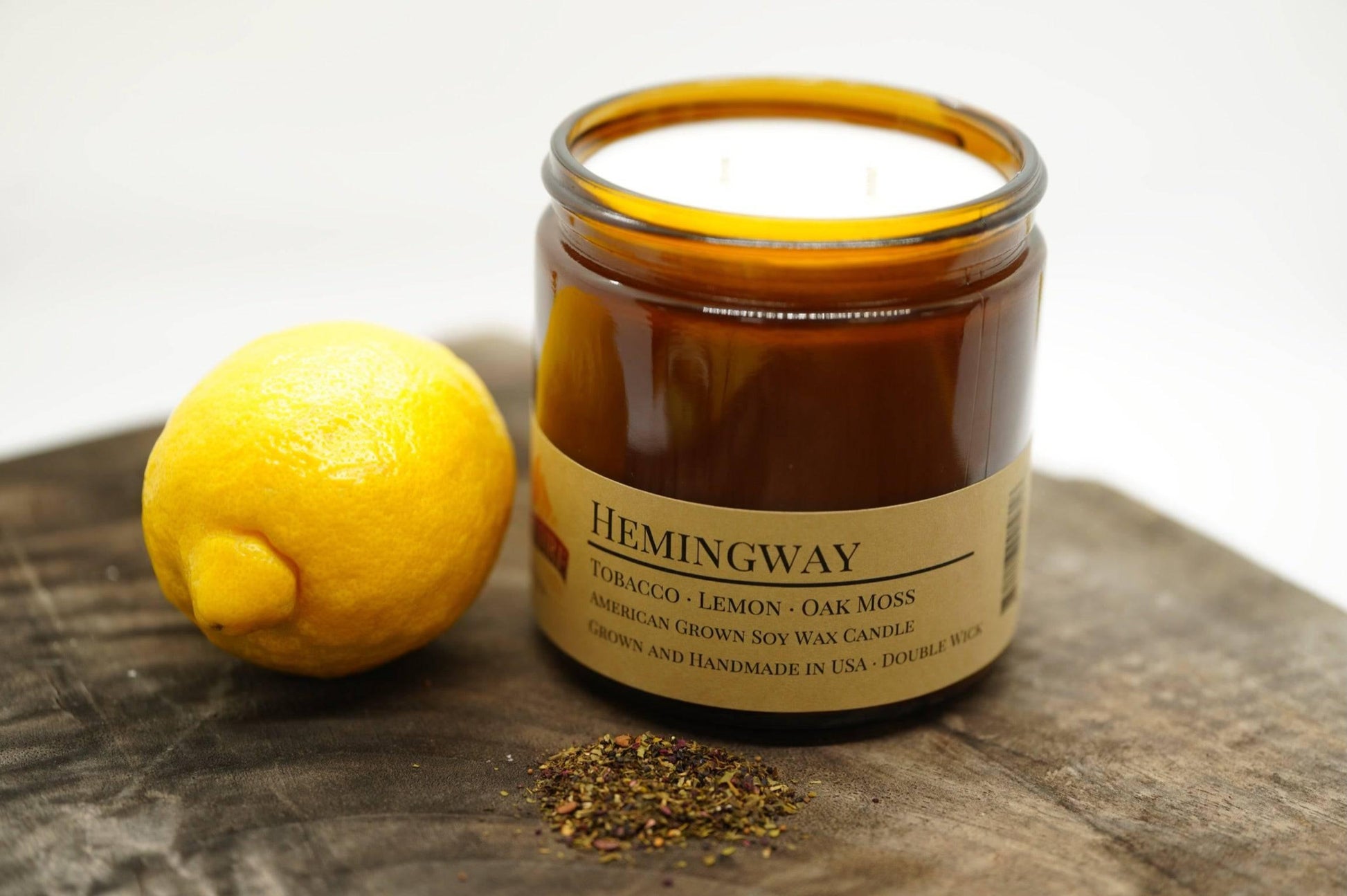 Hemingway Soy Wax Candle | 16 oz Double Wick Amber Apothecary Jar-2