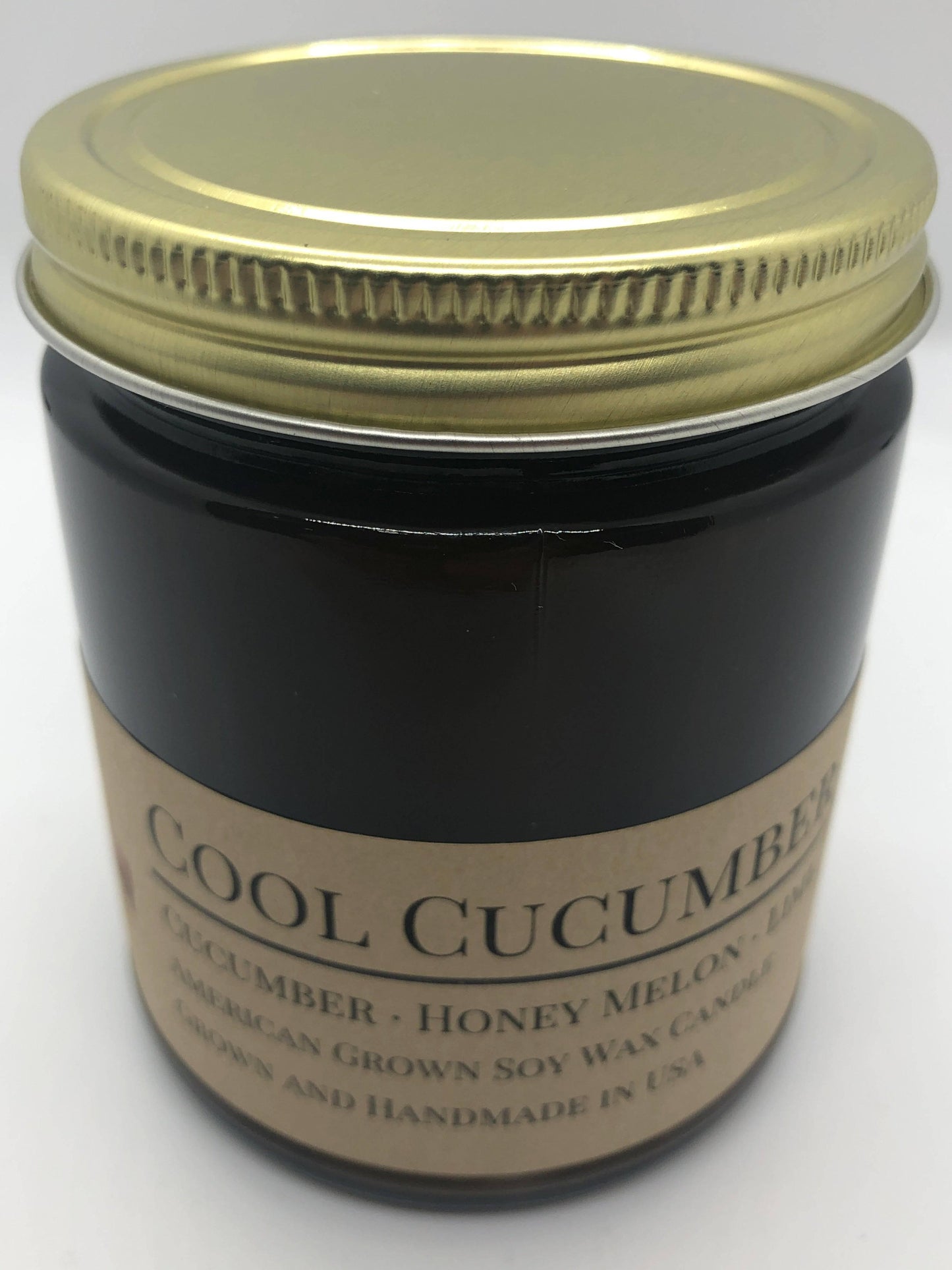 Cool Cucumber Soy Wax Candle | 9 oz Amber Apothecary Jar-4