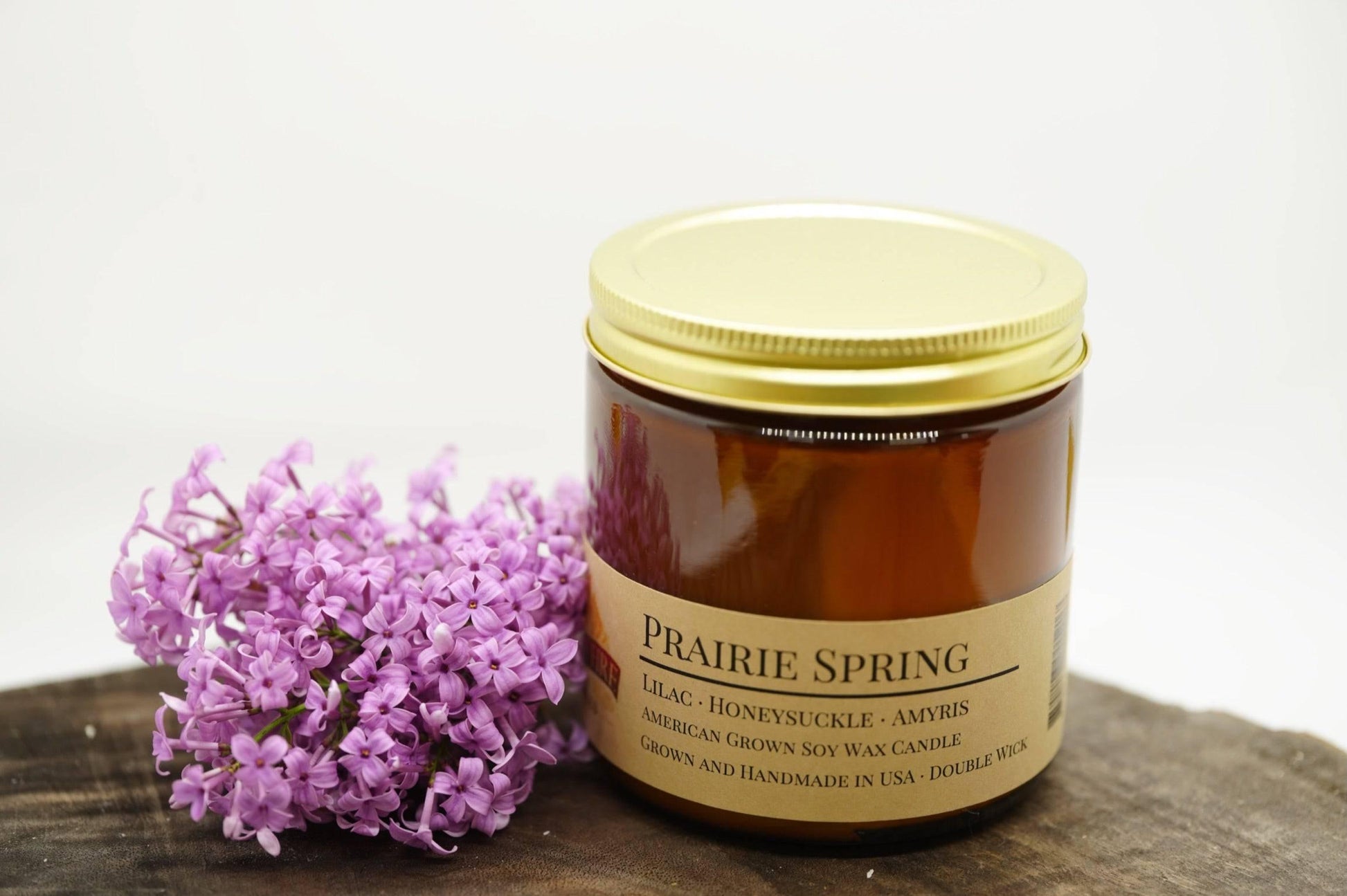 Prairie Spring Soy Wax Candle | 16 oz Double Wick Amber Apothecary Jar-1