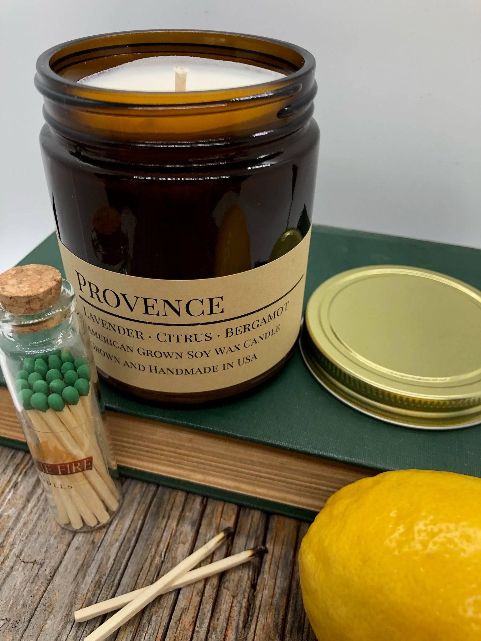 Provence (Lavender) Soy Wax Candle | 9 oz Amber Apothecary Jar-0