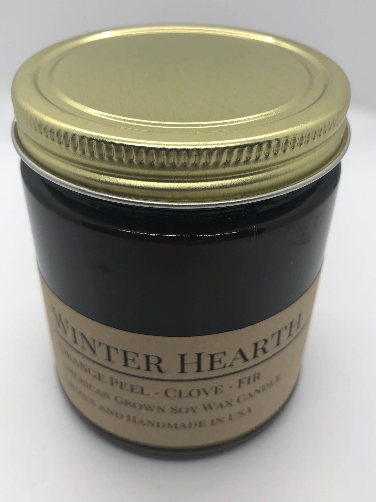 Winter Hearth Soy Wax Candle | 9 oz Amber Apothecary Jar-4