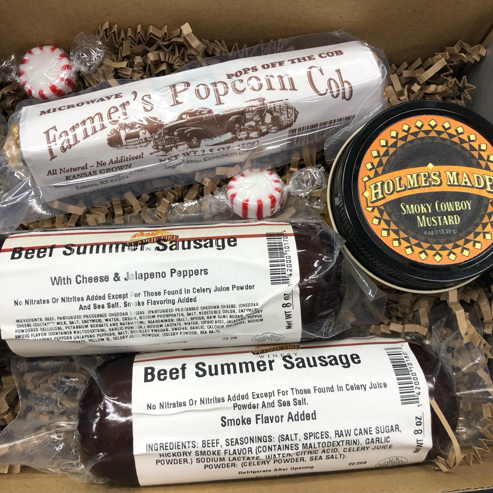 The Kansan Gift Set - Kansas Beef Summer Sausage Gift Box - Basket-1