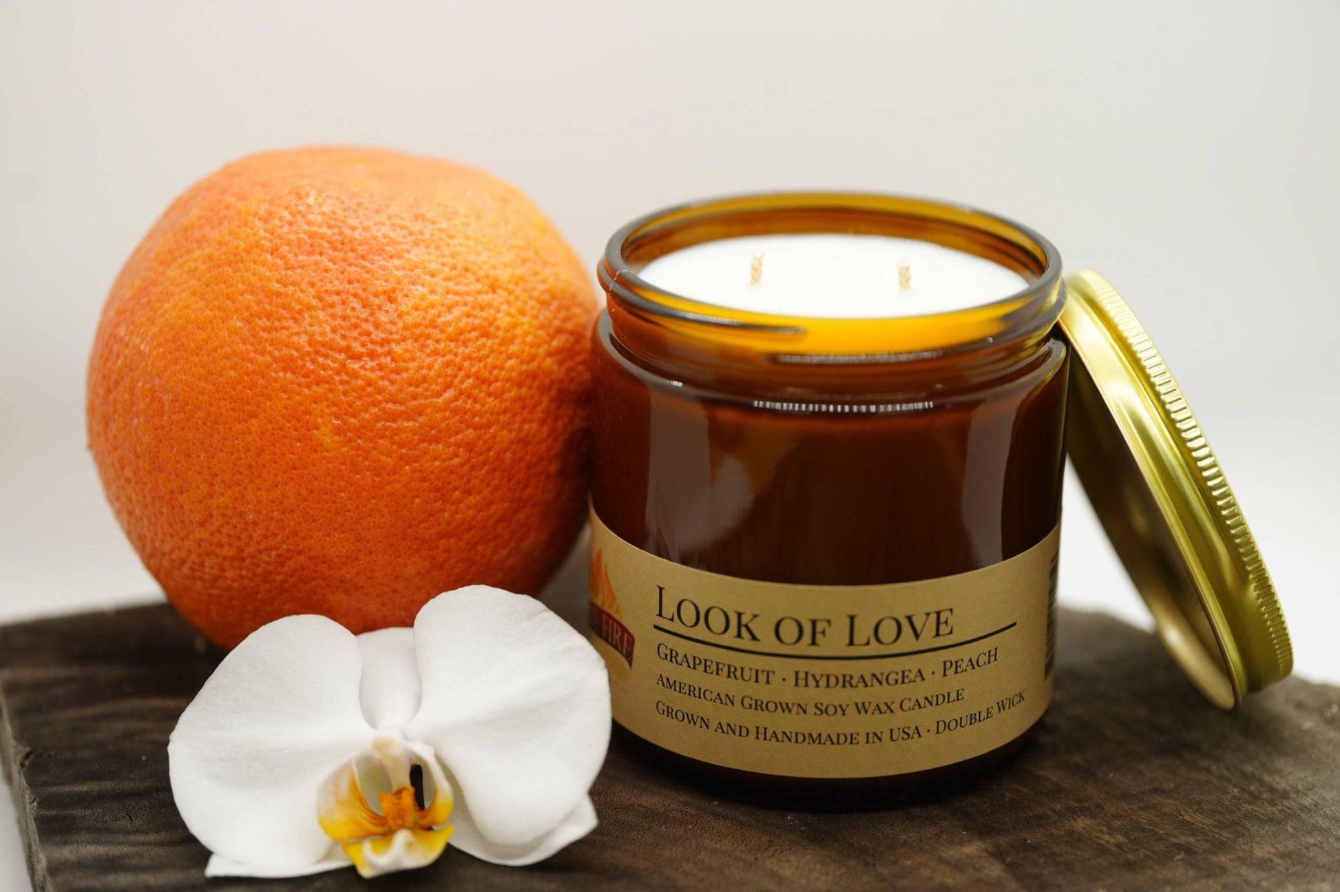 Look of Love Soy Wax Candle | 16 oz Double Wick Amber Apothecary Jar-2