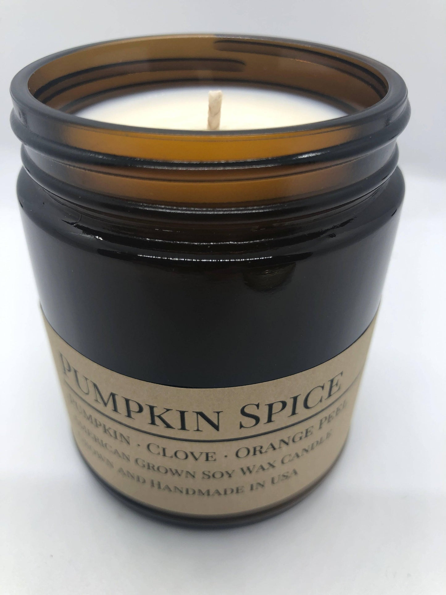 Pumpkin Spice Soy Wax Candle | 9 oz Amber Apothecary Jar-3