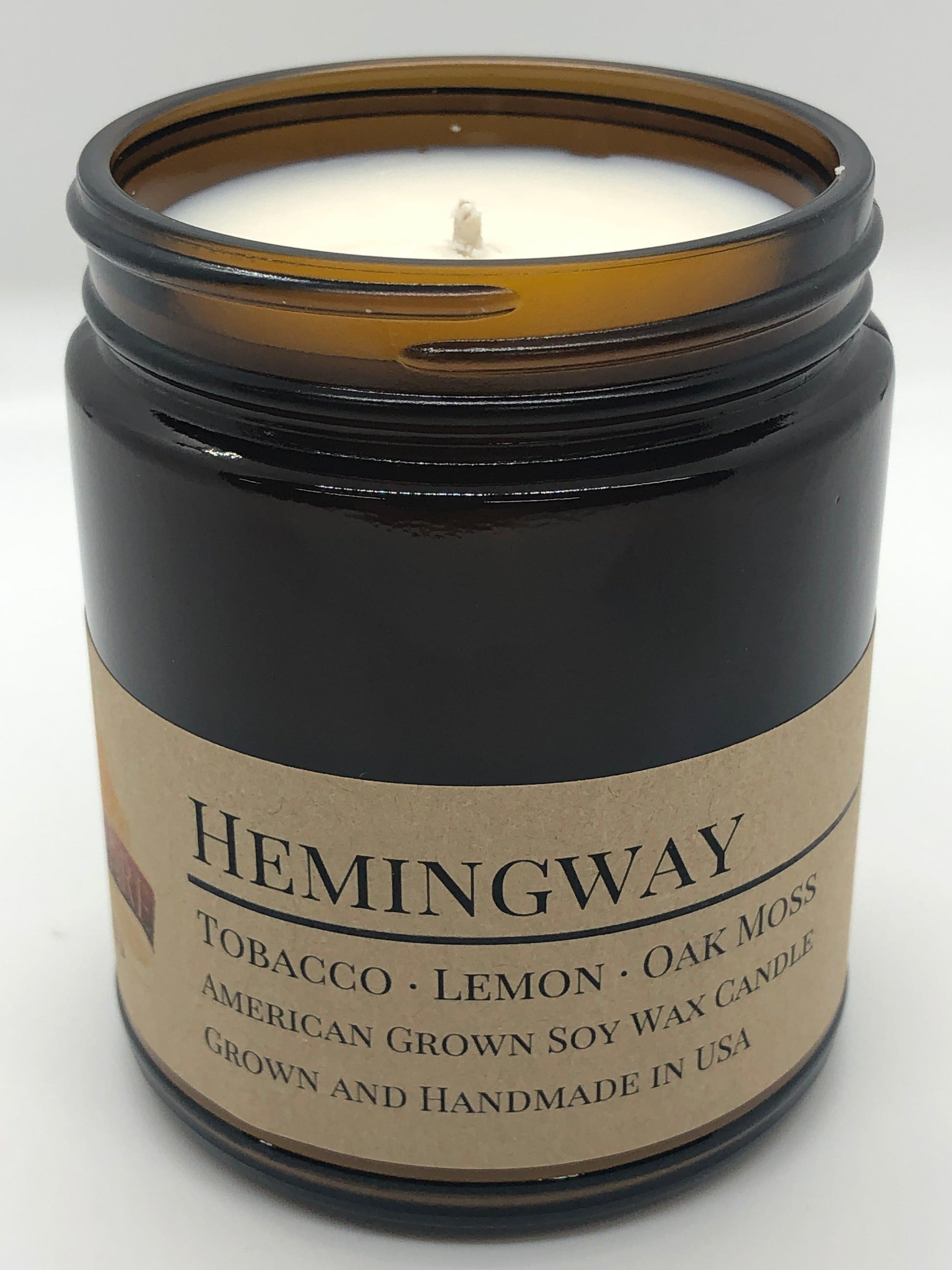 Hemingway Soy Wax Candle | 9 oz Amber Apothecary Jar-3