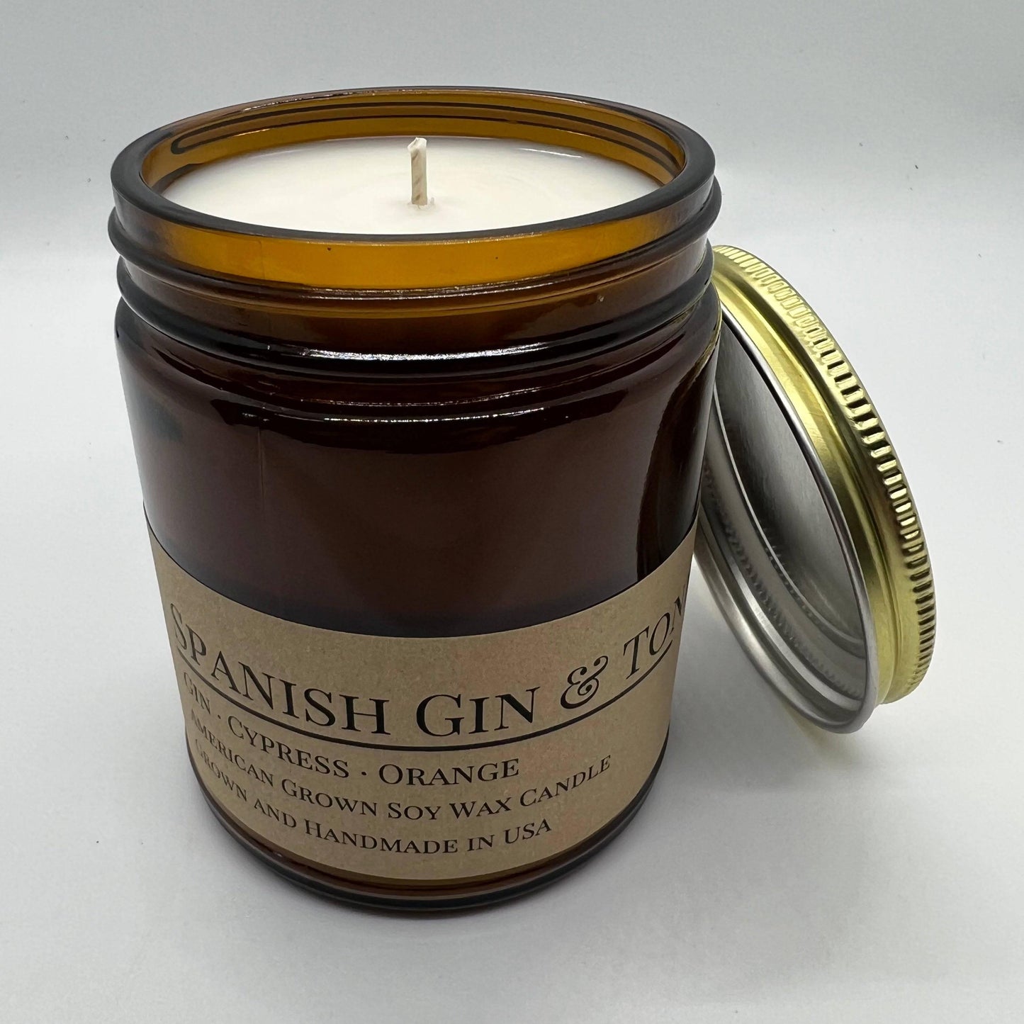 Spanish Gin & Tonic Soy Wax Candle | 9 oz Amber Apothecary Jar-0