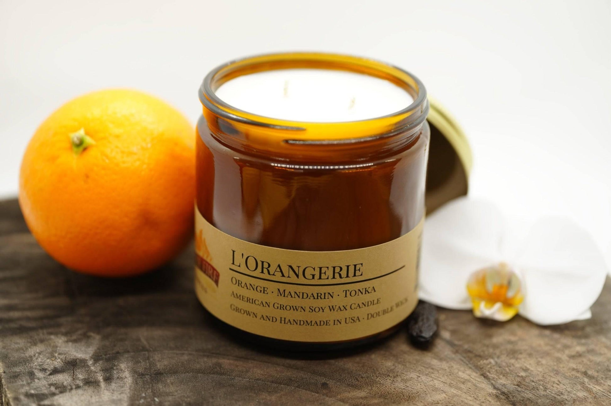 L'Orangerie Soy Wax Candle | 16 oz Double Wick Amber Apothecary Jar-0