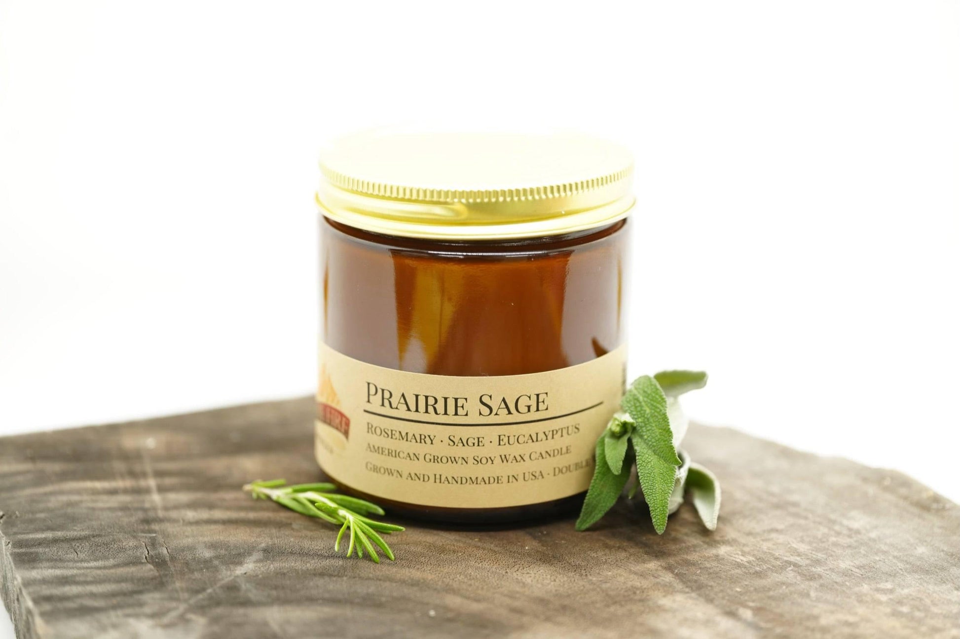 Prairie Sage Soy Wax Candle | 16 oz Double Wick Amber Apothecary Jar-1