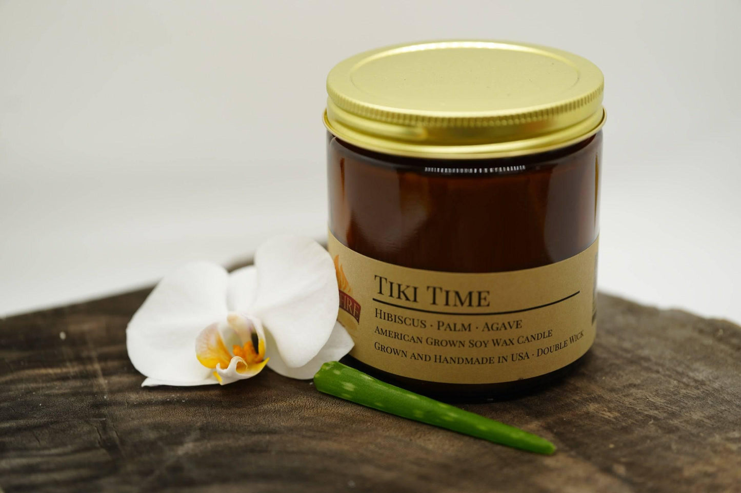 Tiki Time Soy Wax Candle | 16 oz Double Wick Amber Apothecary Jar-1