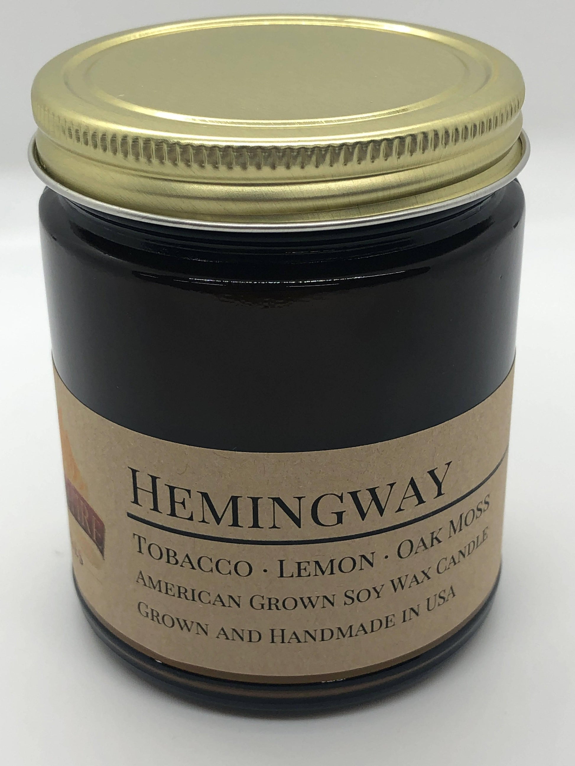 Hemingway Soy Wax Candle | 9 oz Amber Apothecary Jar-4