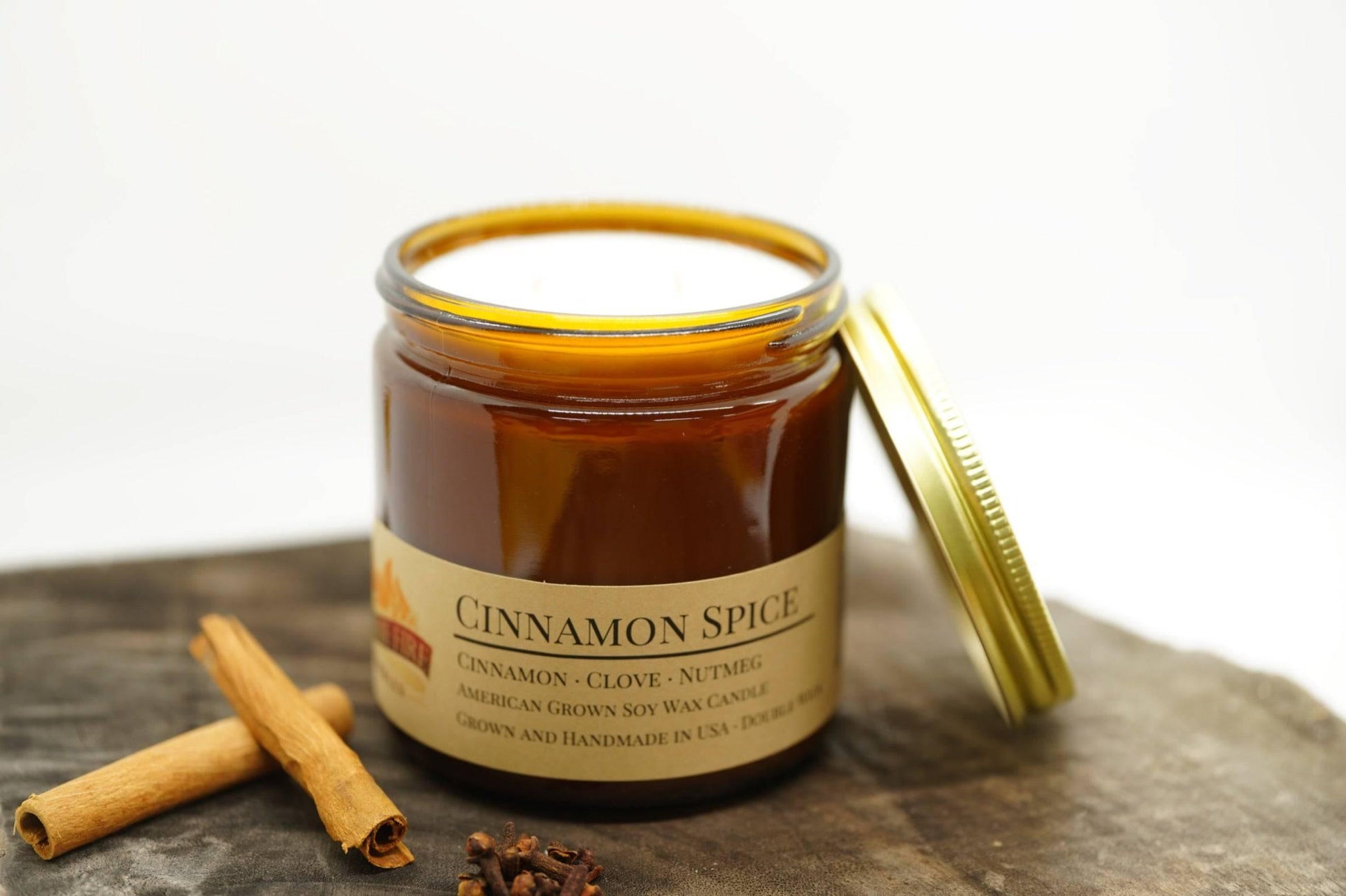 Cinnamon Spice Soy Wax Candle | 16 oz Double Wick Amber Apothecary Jar-0