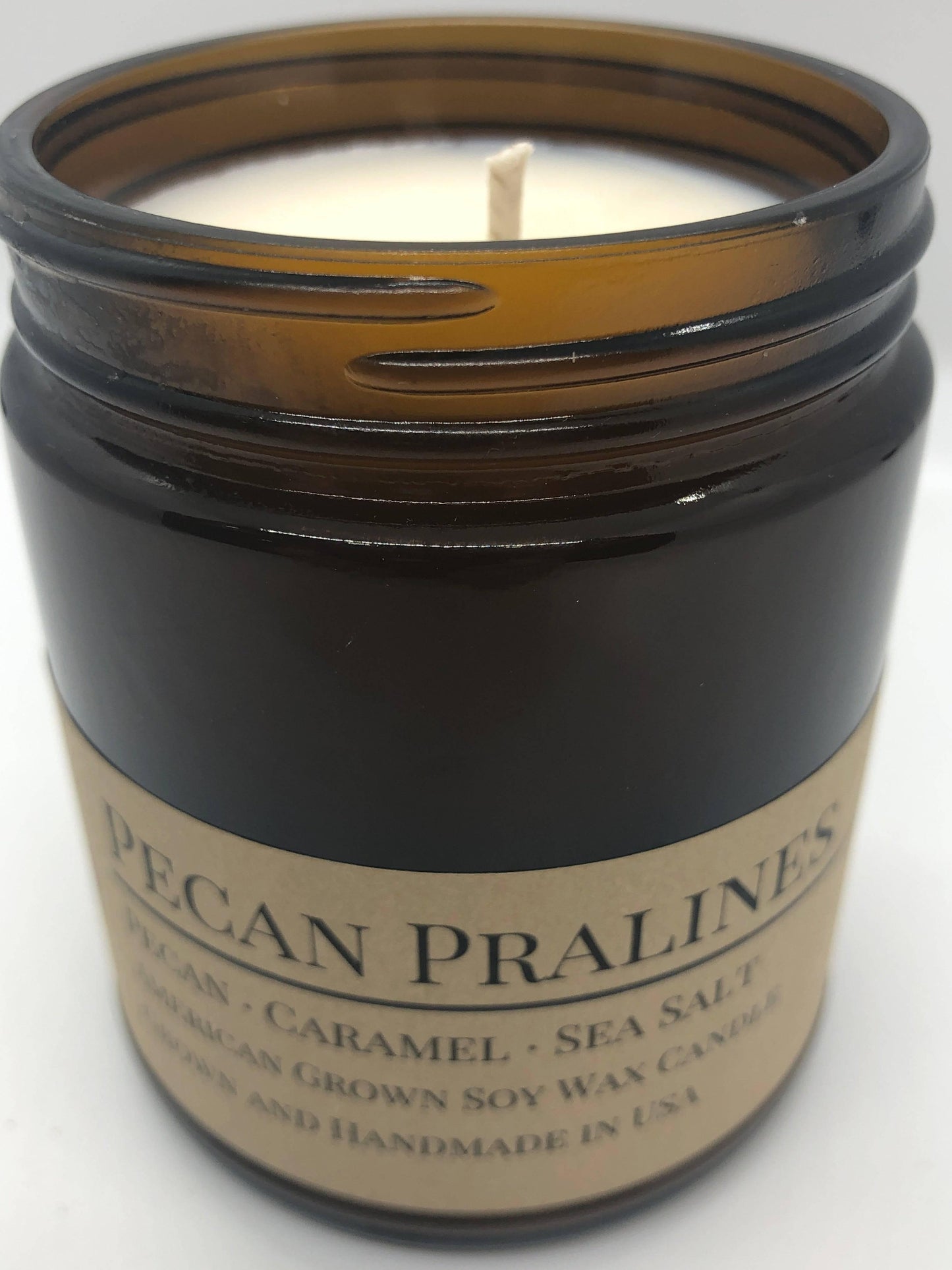 Pecan Pralines Soy Wax Candle | 9 oz Amber Apothecary Jar-3