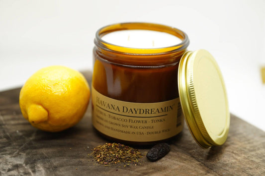 Havana Daydreamin' Soy Wax Candle | 16 oz Double Wick Amber Apothecary Jar-0