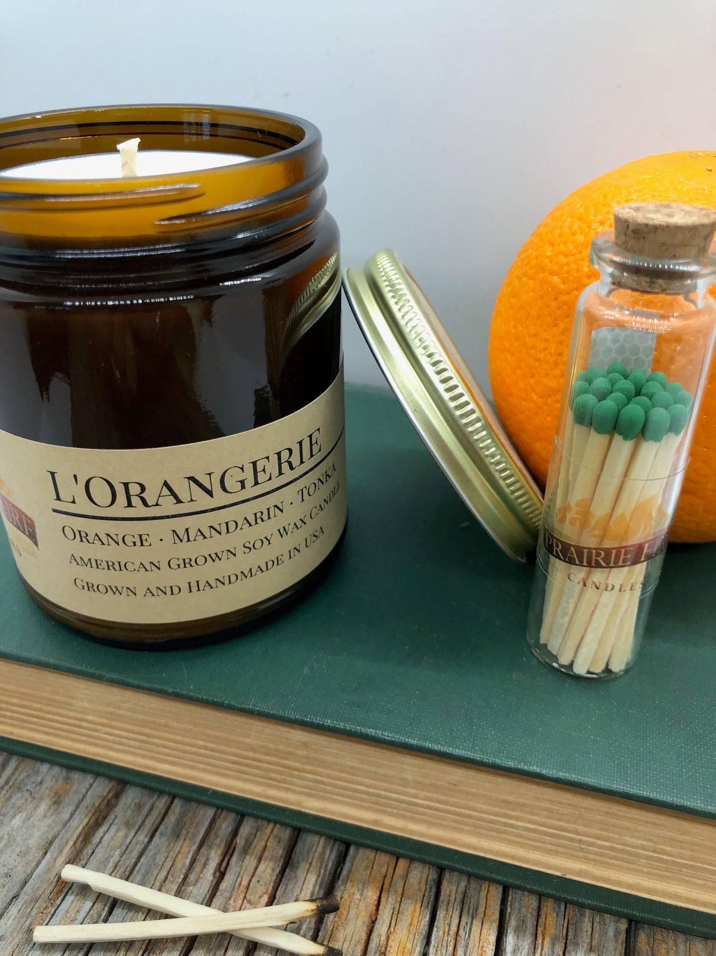 L'Orangerie Soy Wax Candle | 9 oz Amber Apothecary Jar-0