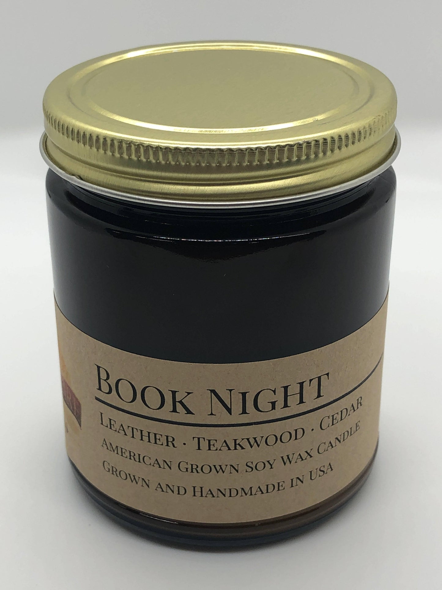 Book Night Soy Wax Candle | 9 oz Amber Apothecary Jar-4