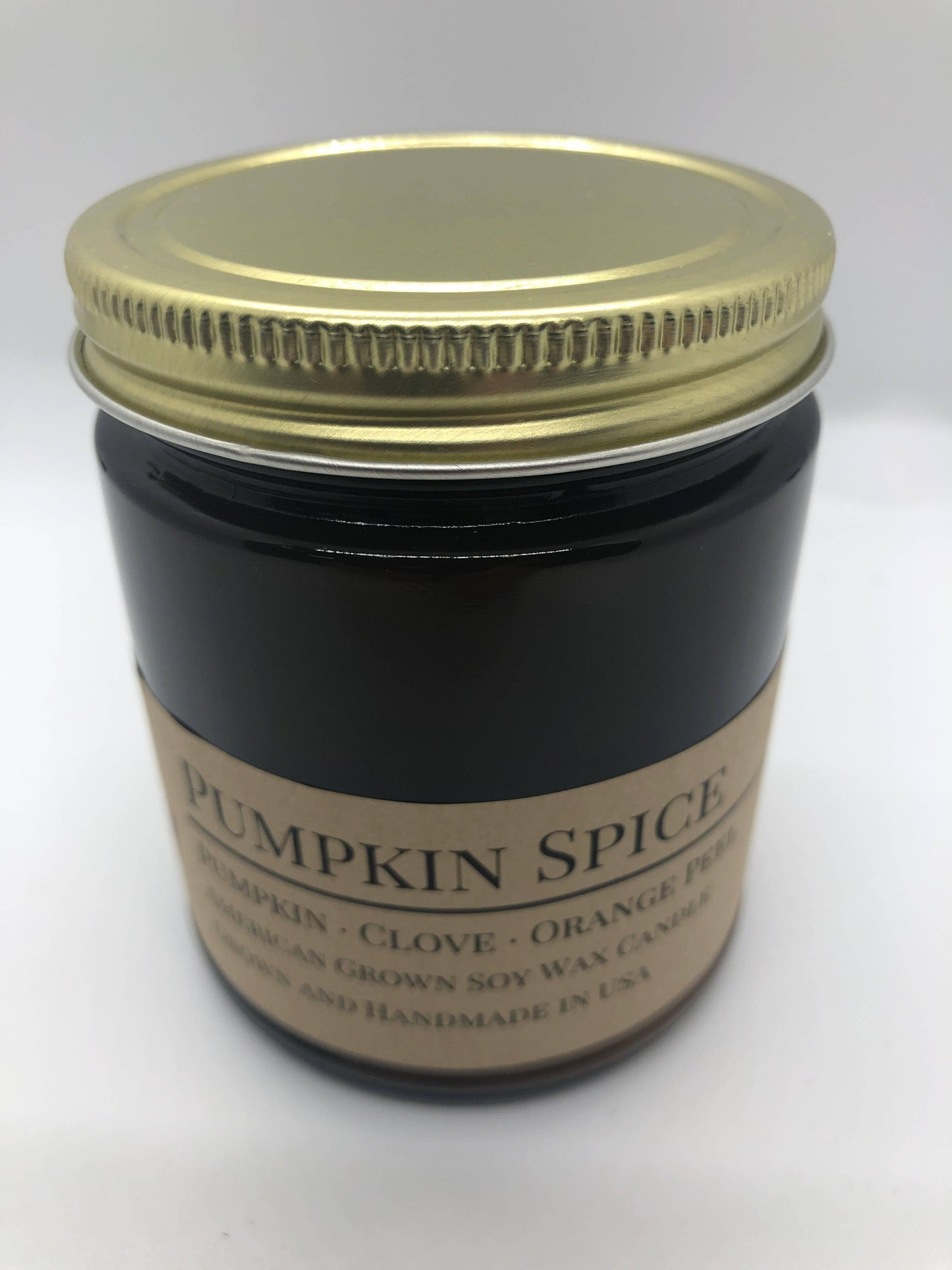 Pumpkin Spice Soy Wax Candle | 9 oz Amber Apothecary Jar-4