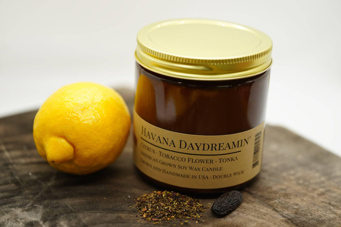 Havana Daydreamin' Soy Wax Candle | 16 oz Double Wick Amber Apothecary Jar-1