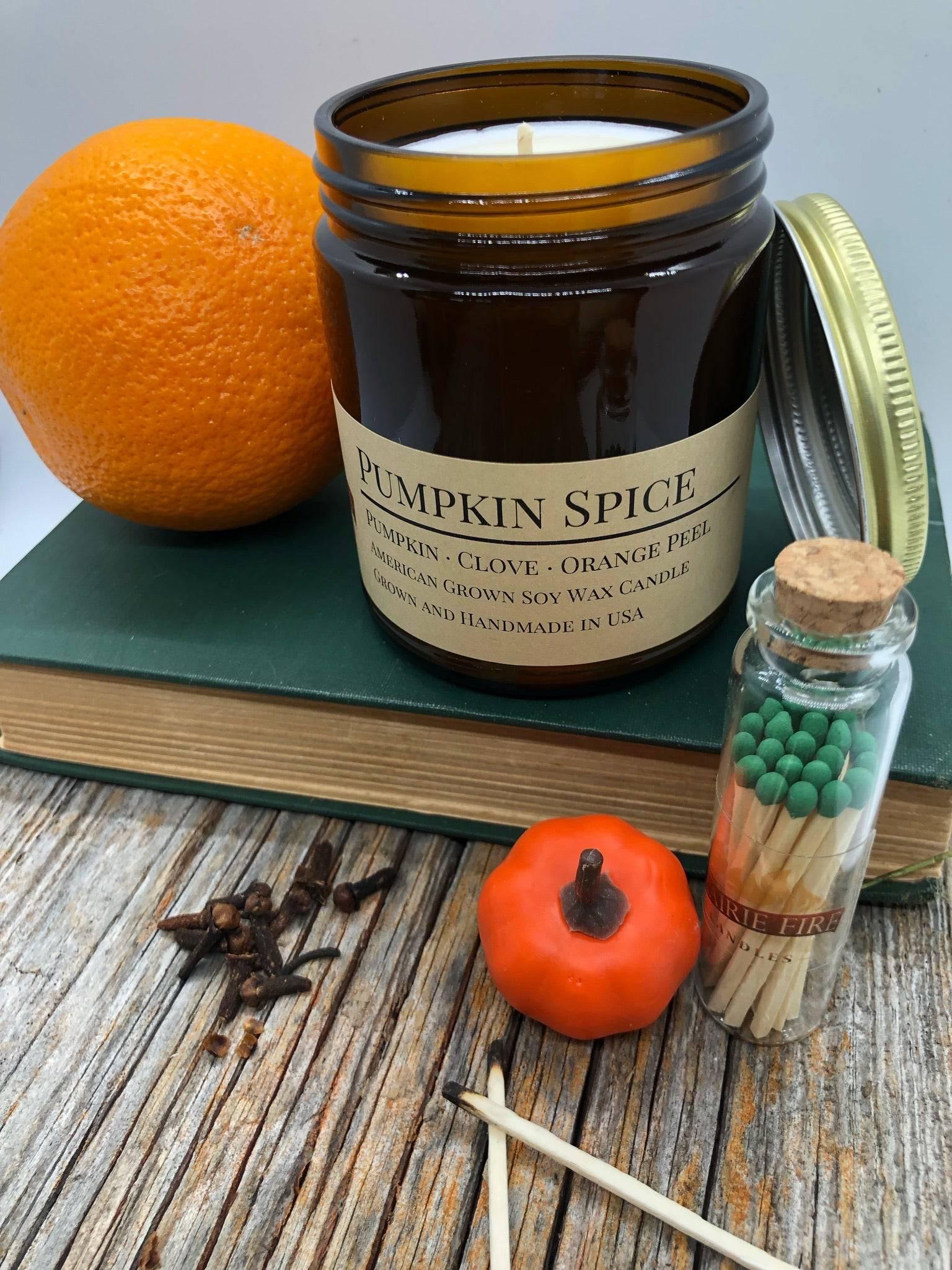 Pumpkin Spice Soy Wax Candle | 9 oz Amber Apothecary Jar-0