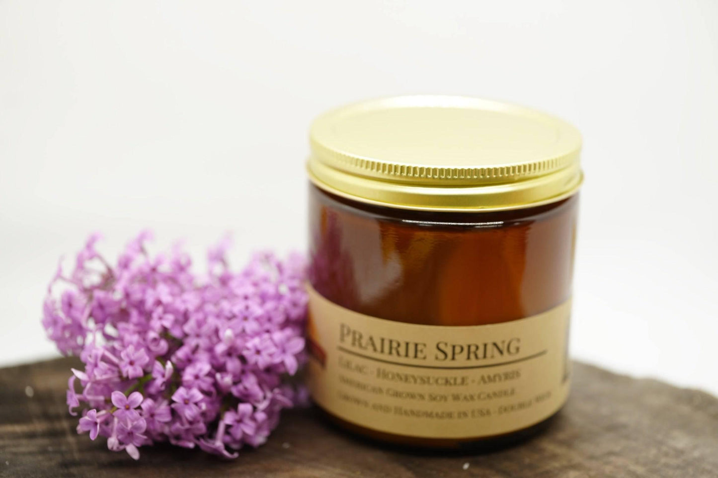 Prairie Spring Soy Wax Candle | 16 oz Double Wick Amber Apothecary Jar-3