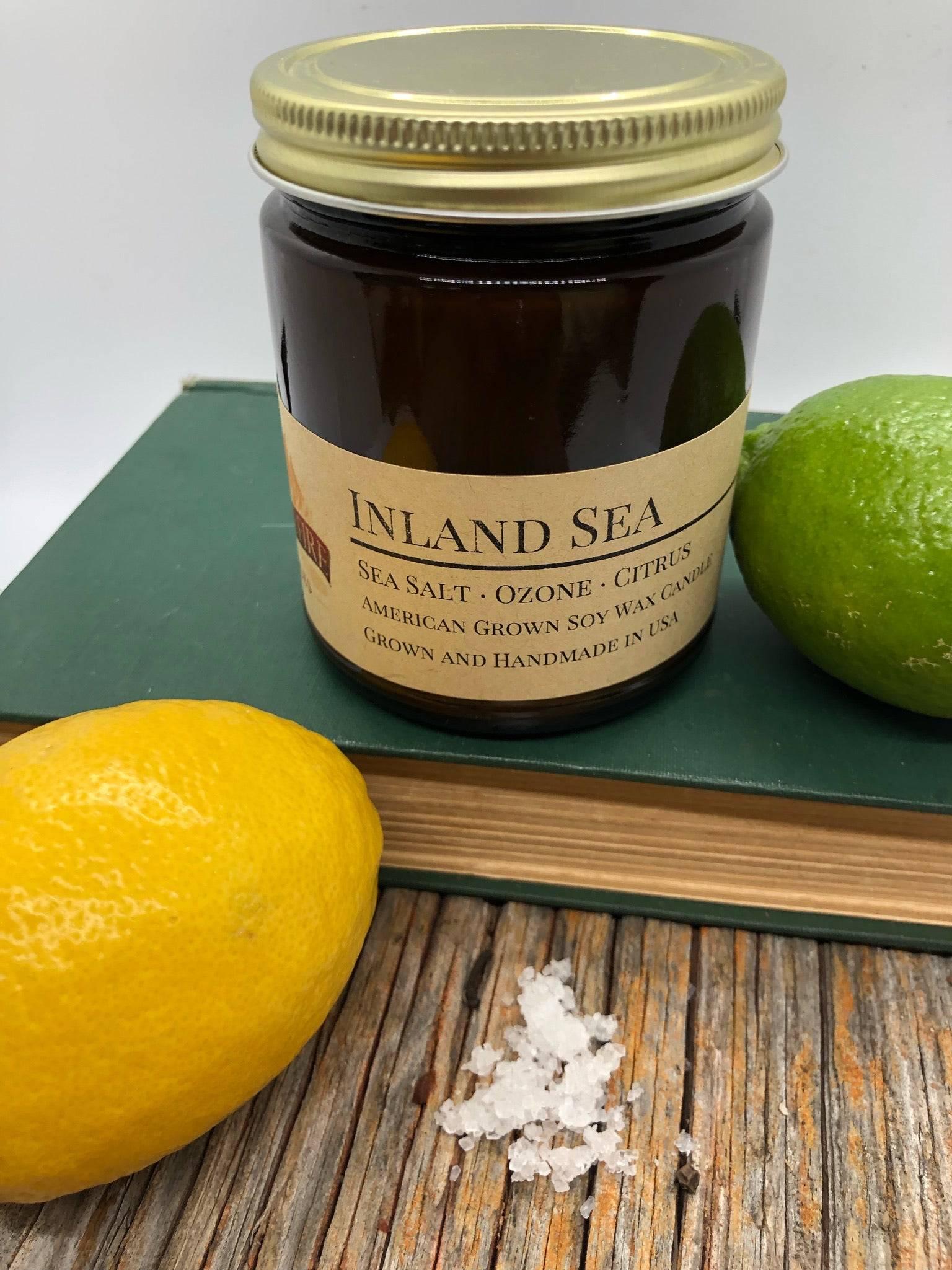 Inland Sea Soy Wax Candle | 9 oz Amber Apothecary Jar-1