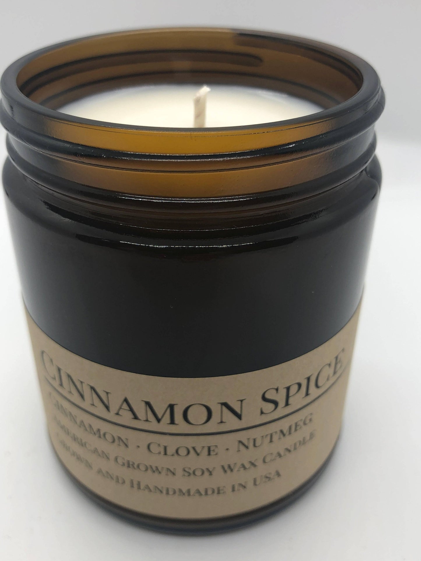 Cinnamon Spice Soy Wax Candle | 9 oz Amber Apothecary Jar-3