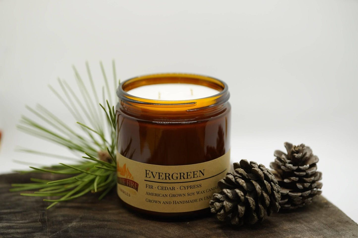 Evergreen Soy Wax Candle | 16 oz Double Wick Amber Apothecary Jar-2