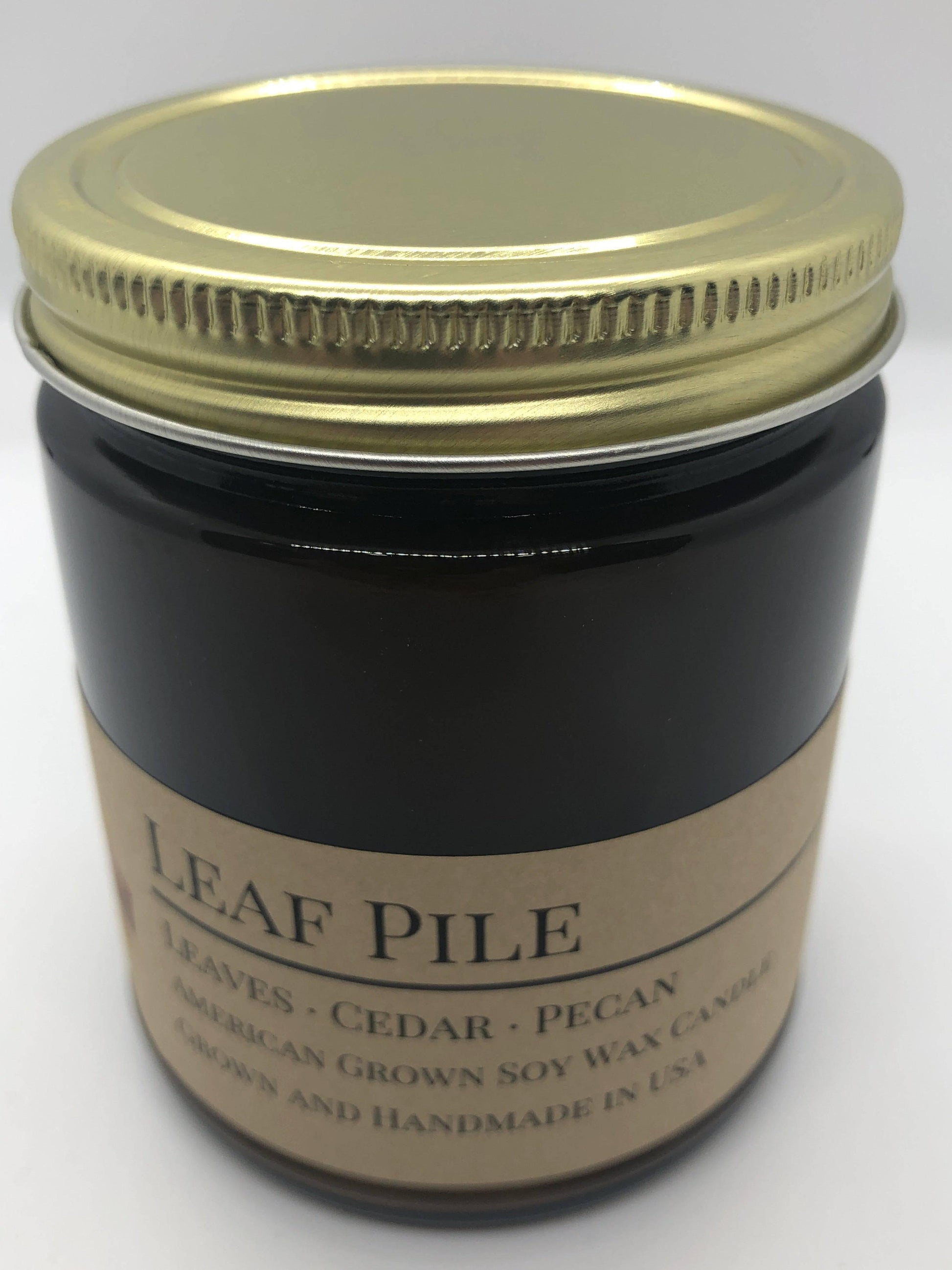 Leaf Pile Soy Wax Candle | 9 oz Amber Apothecary Jar-4