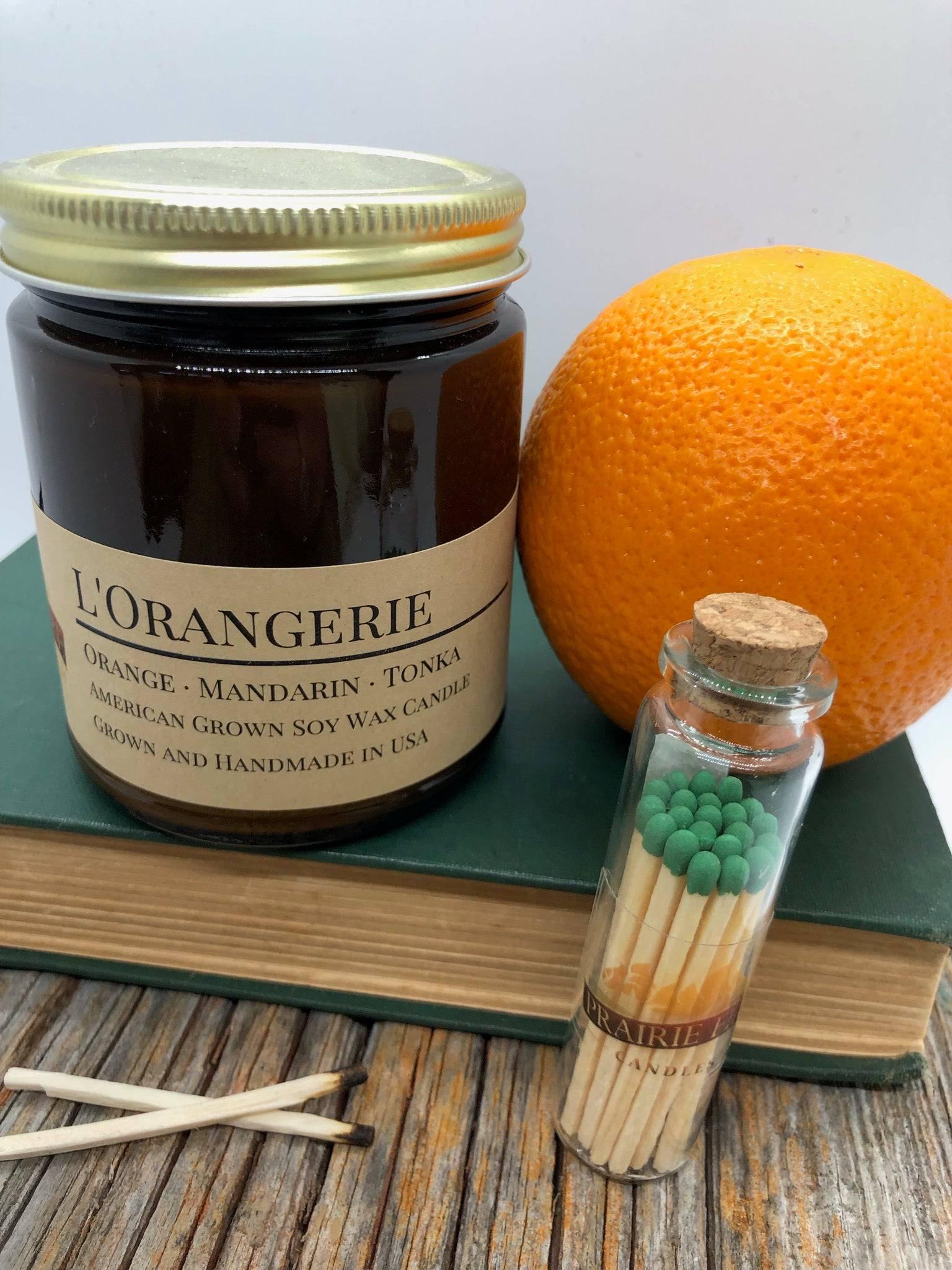 L'Orangerie Soy Wax Candle | 9 oz Amber Apothecary Jar-1