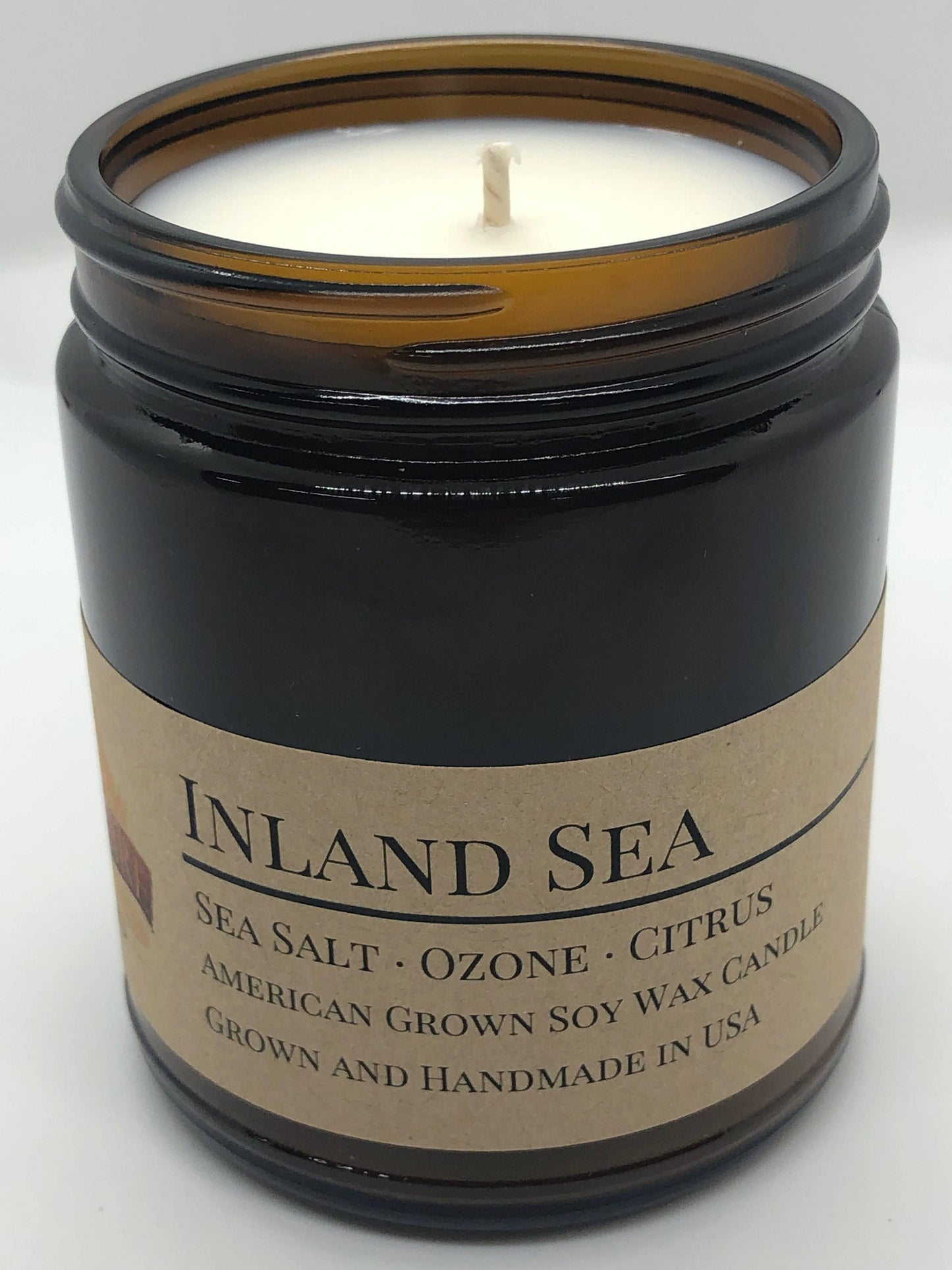 Inland Sea Soy Wax Candle | 9 oz Amber Apothecary Jar-3