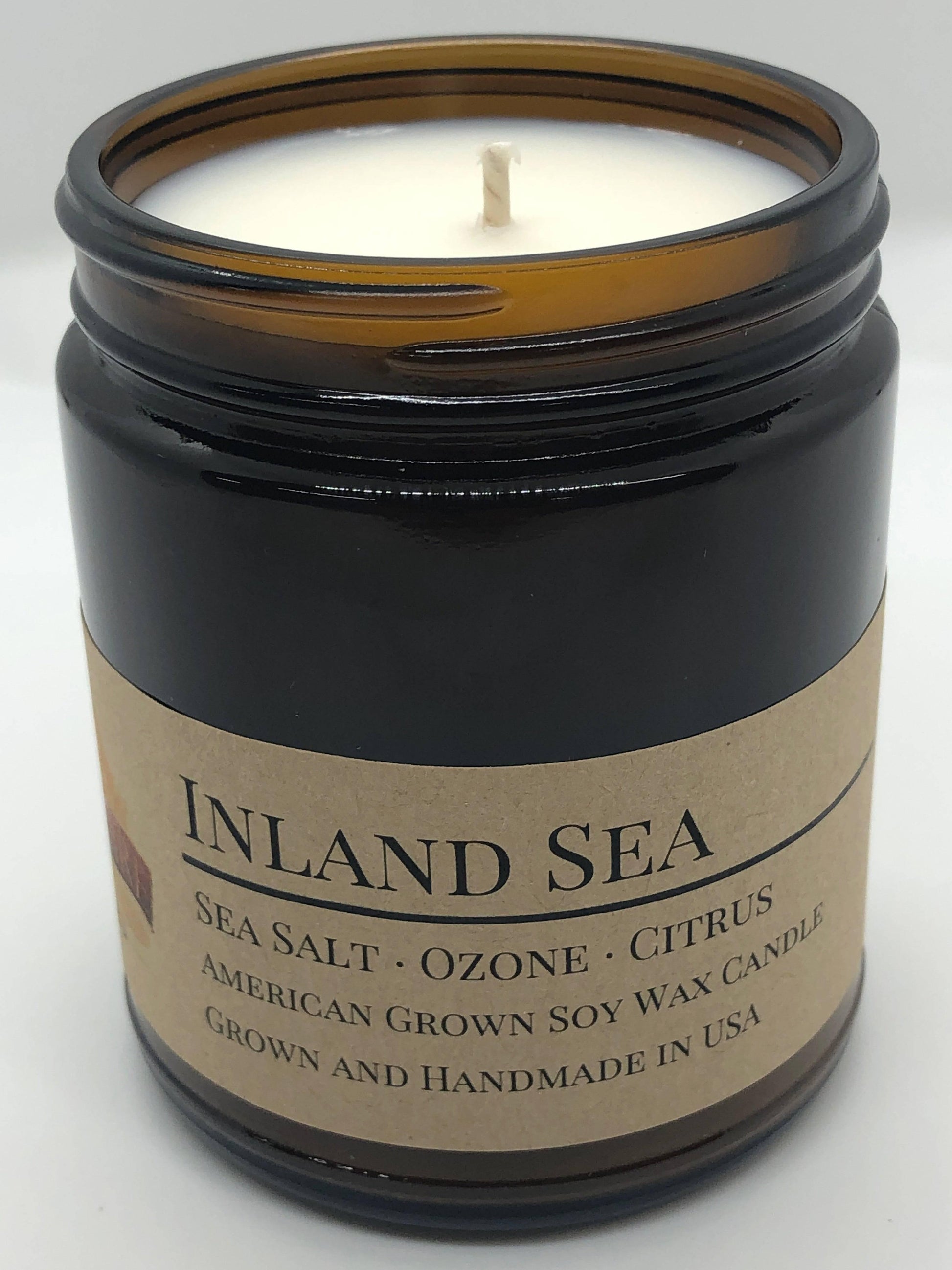 Inland Sea Soy Wax Candle | 9 oz Amber Apothecary Jar-3