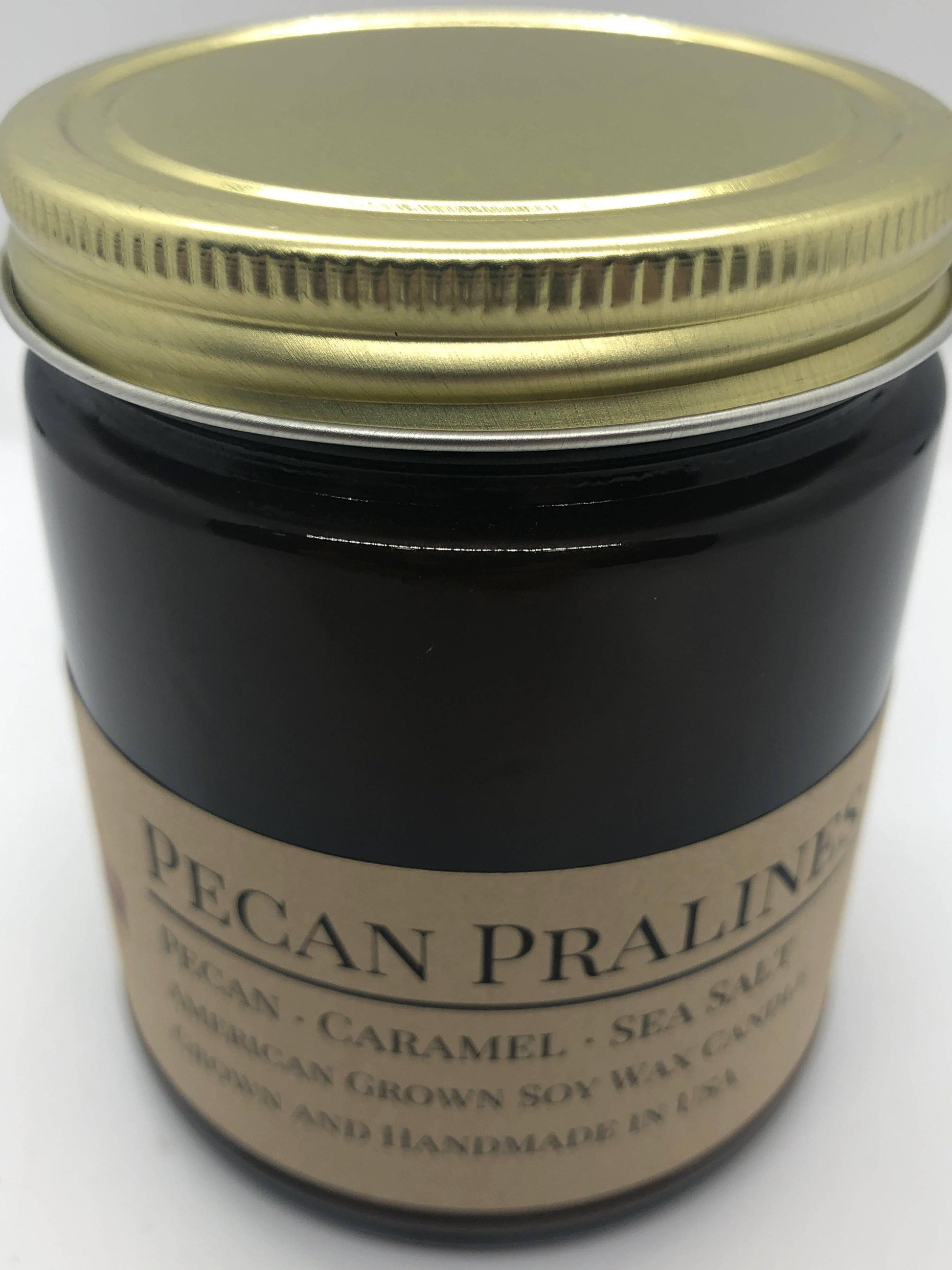 Pecan Pralines Soy Wax Candle | 9 oz Amber Apothecary Jar-4