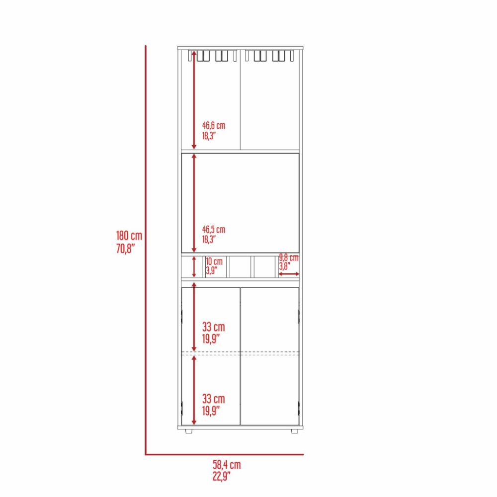 Bar Cabinet Tucson,Five Wine Cubbies, Light Oak Finish-7