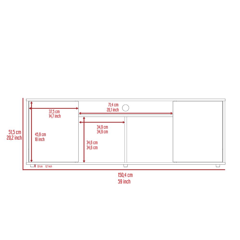 Tv Stand for TV´s up 60" Tucson, Four Shelves, Black Wengue Finish-7