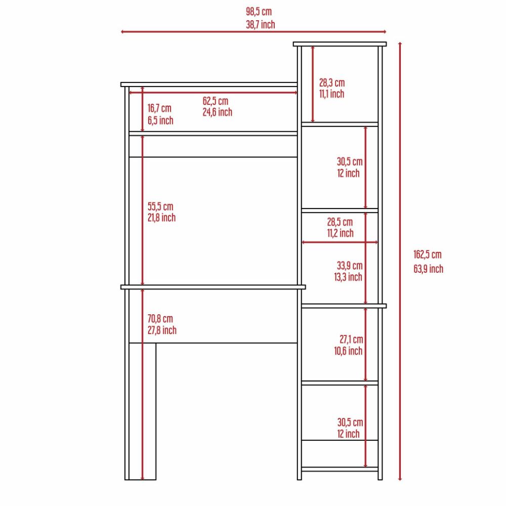 Desk Logan, Five Cubbies, White Finish-6