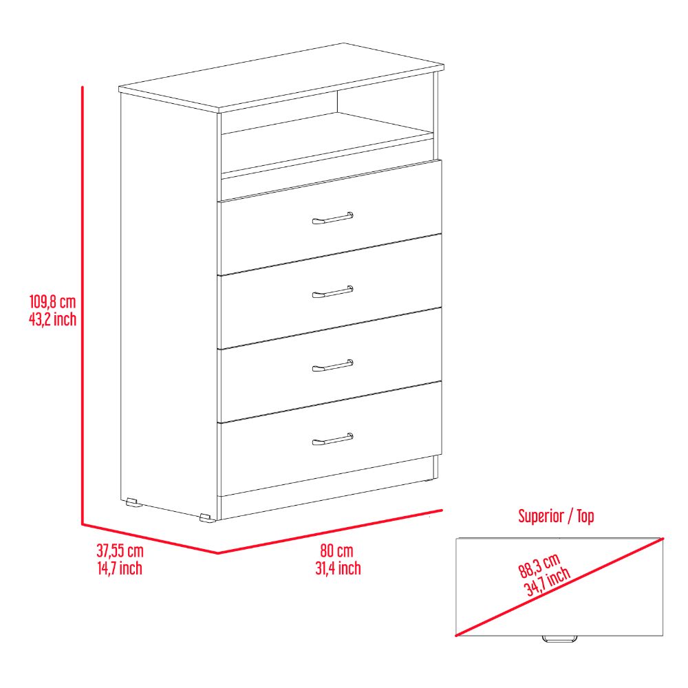 Dresser Atlanta, Four Drawers, White Finish-8