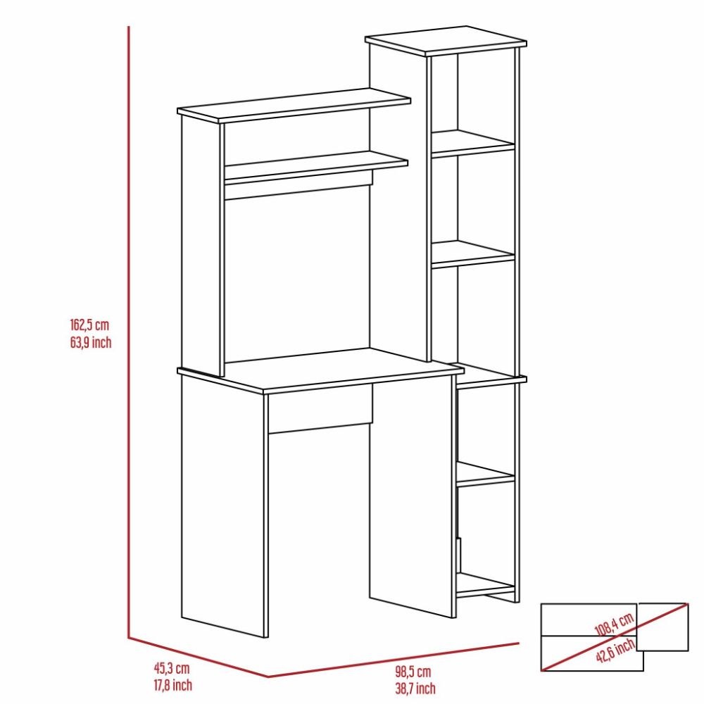 Desk Logan, Five Cubbies, White Finish-7