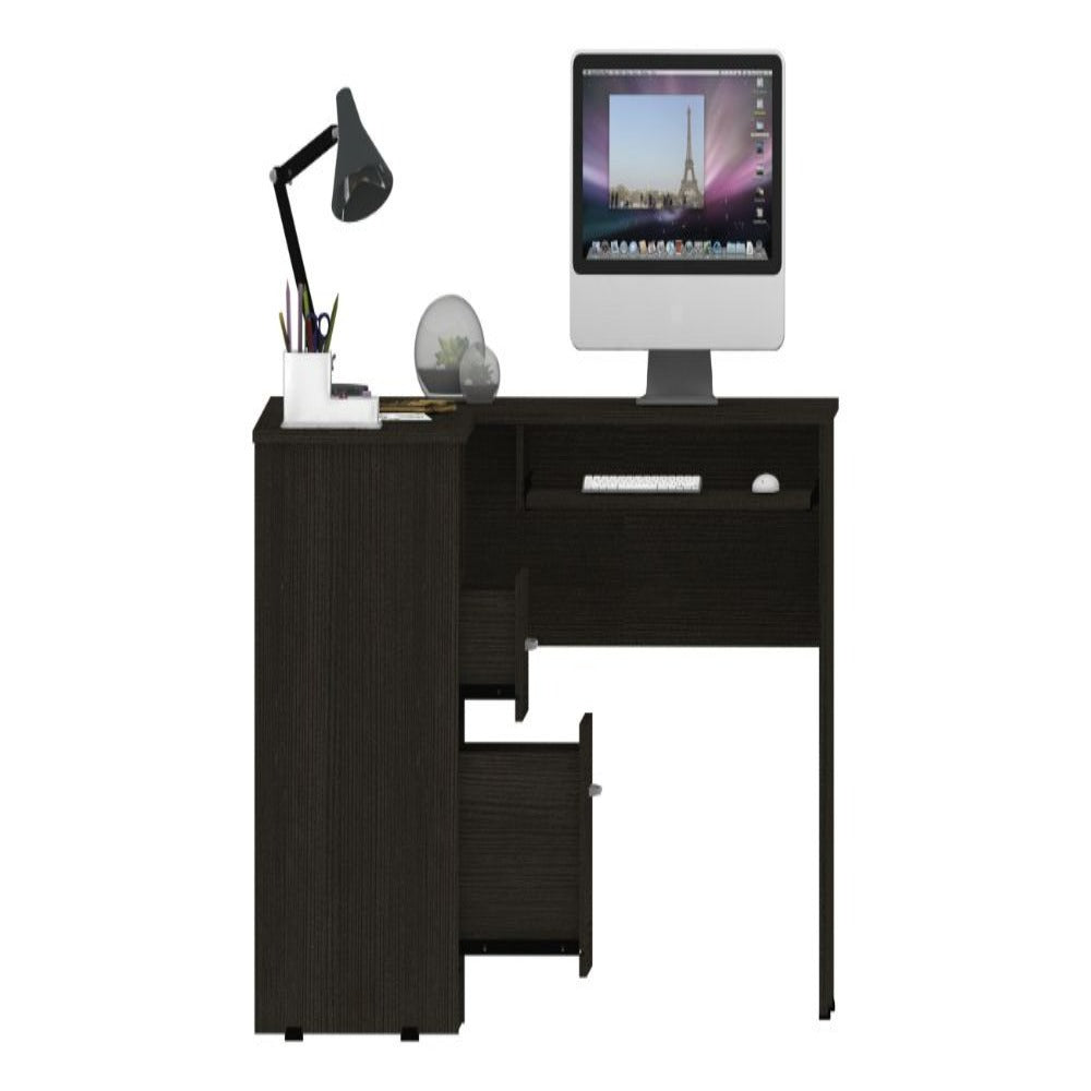 L-Shaped Desk Bradford, Keyboard Shelf, Black Wengue Finish-6