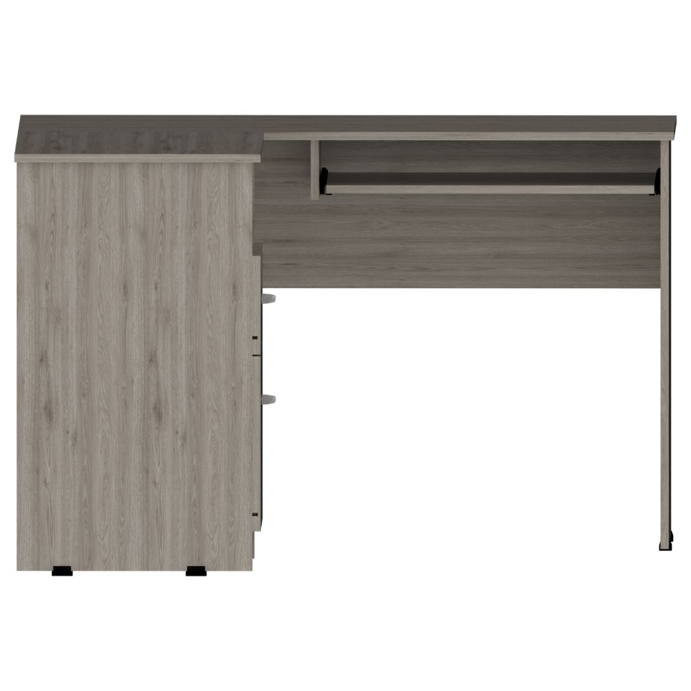 L-Shaped Desk Bradford, Keyboard Shelf, Light Gray Finish-5