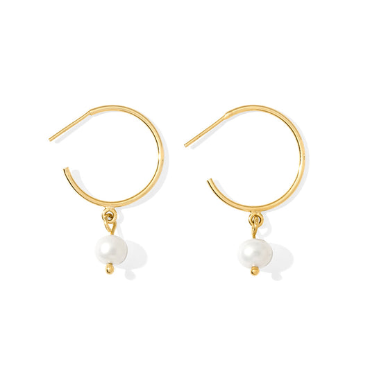 Freshwater Pearl Hoop Earrings-0