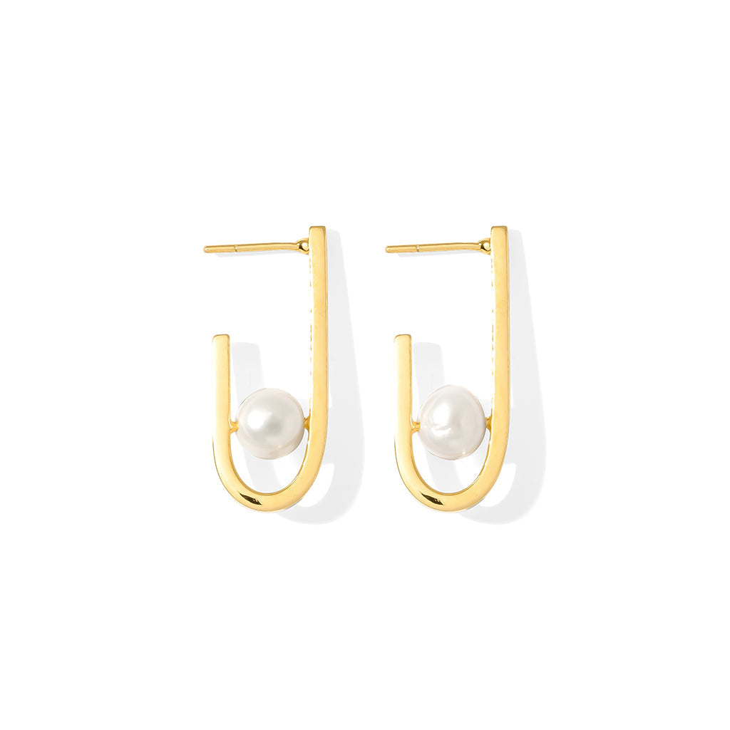 J Hoop Freshwater Pearl Earrings-0