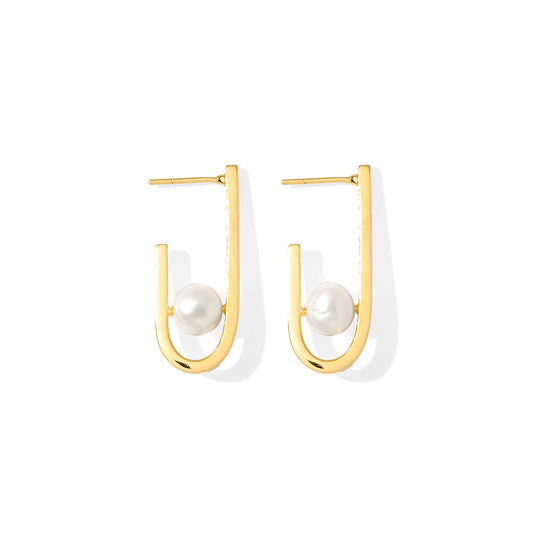 J Hoop Freshwater Pearl Earrings-0