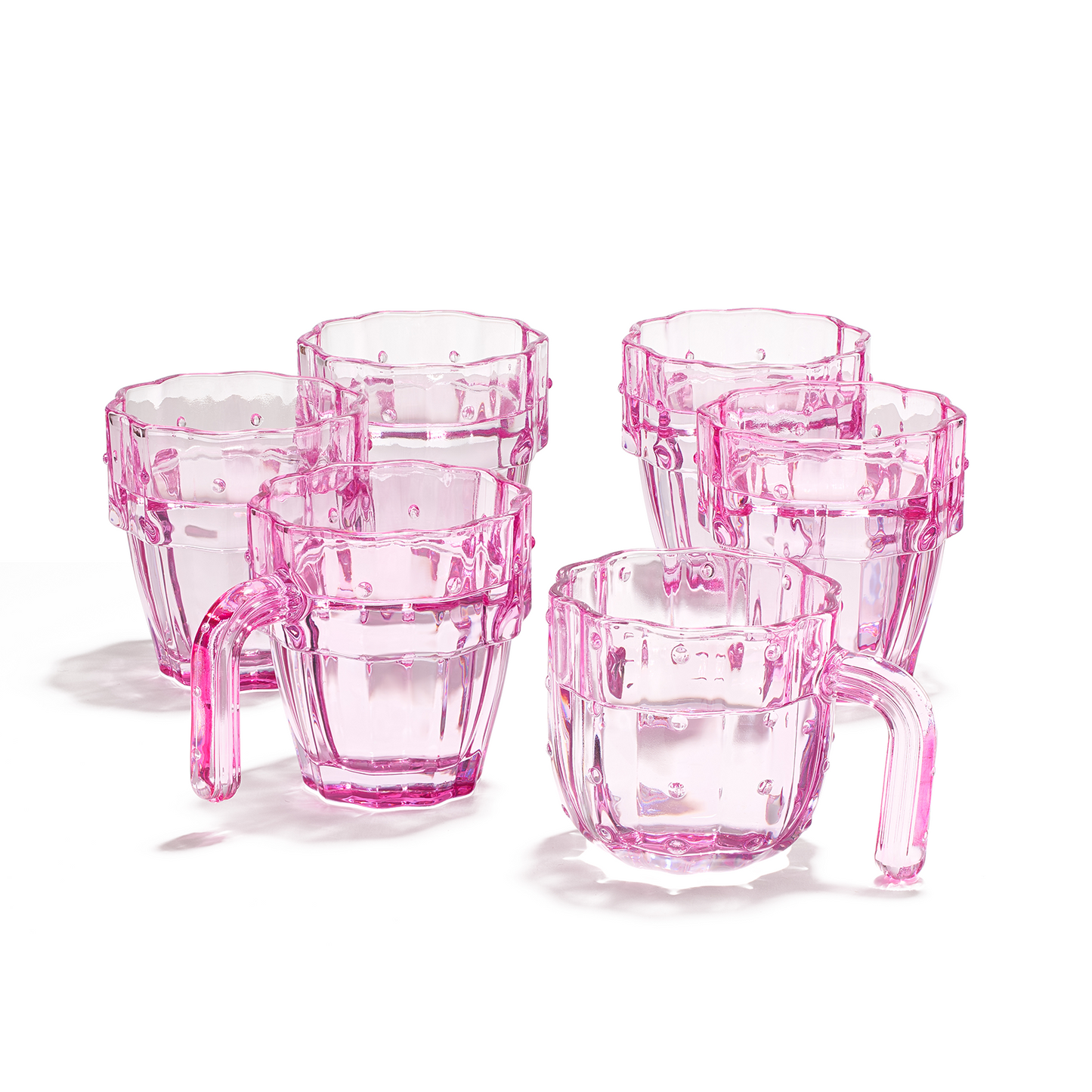 Cactus Stackable Glasses, Stacktus Gifts, Set of 6-10 oz Cactus Shape Glasses With Handles Pink Glass Blown Figurines Plant Decorations for Parties 3.5" H 5" W - Copyright Design, Patent Pending-4