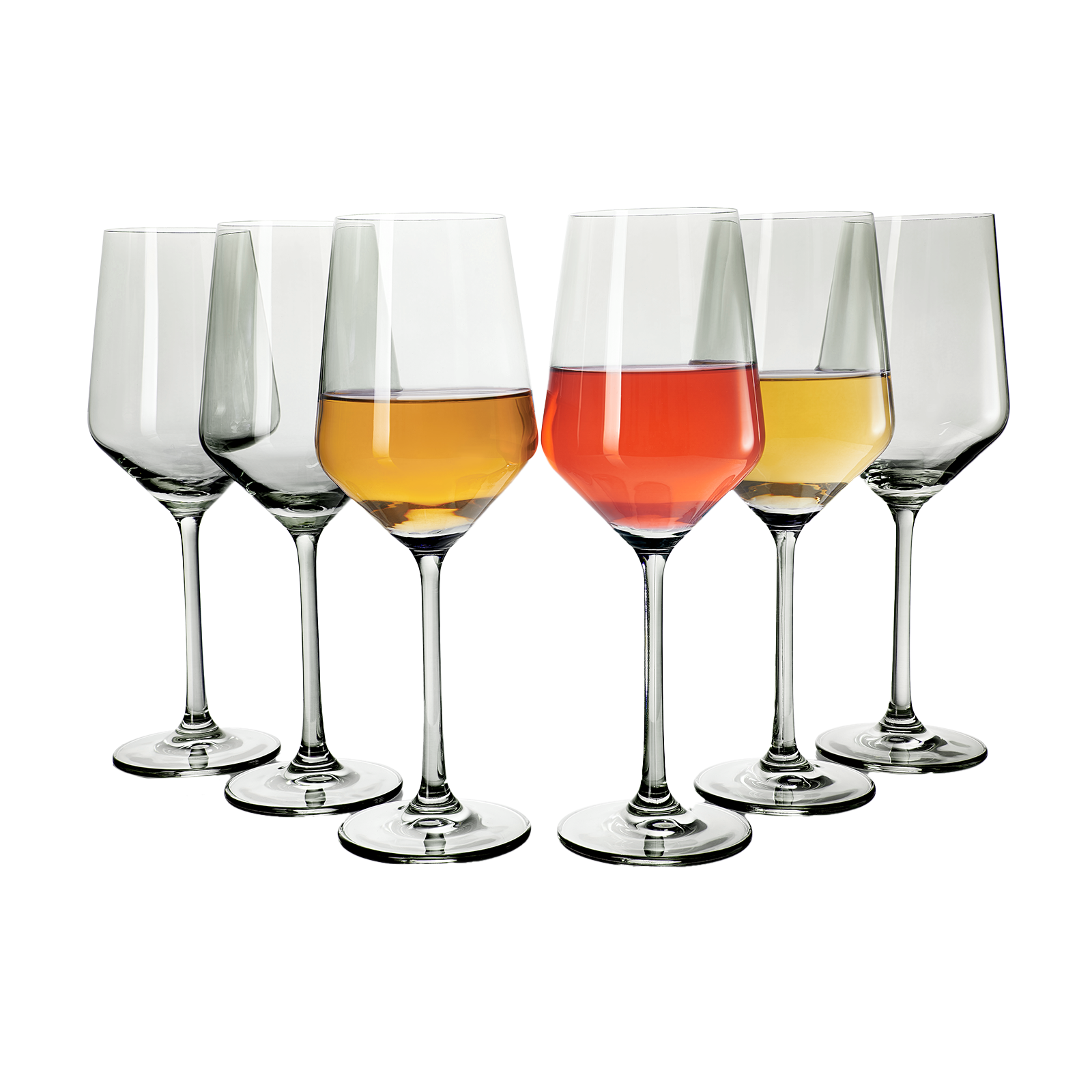 Colored Wine Glass Set, 12oz Glasses Set of 6 Baby Shower Gender Reveal Boy or Girl Decor Baby Announcement Unique Italian Style Tall Stemmed for White & Red Wine Elegant Glassware (Smoke Grey)-0